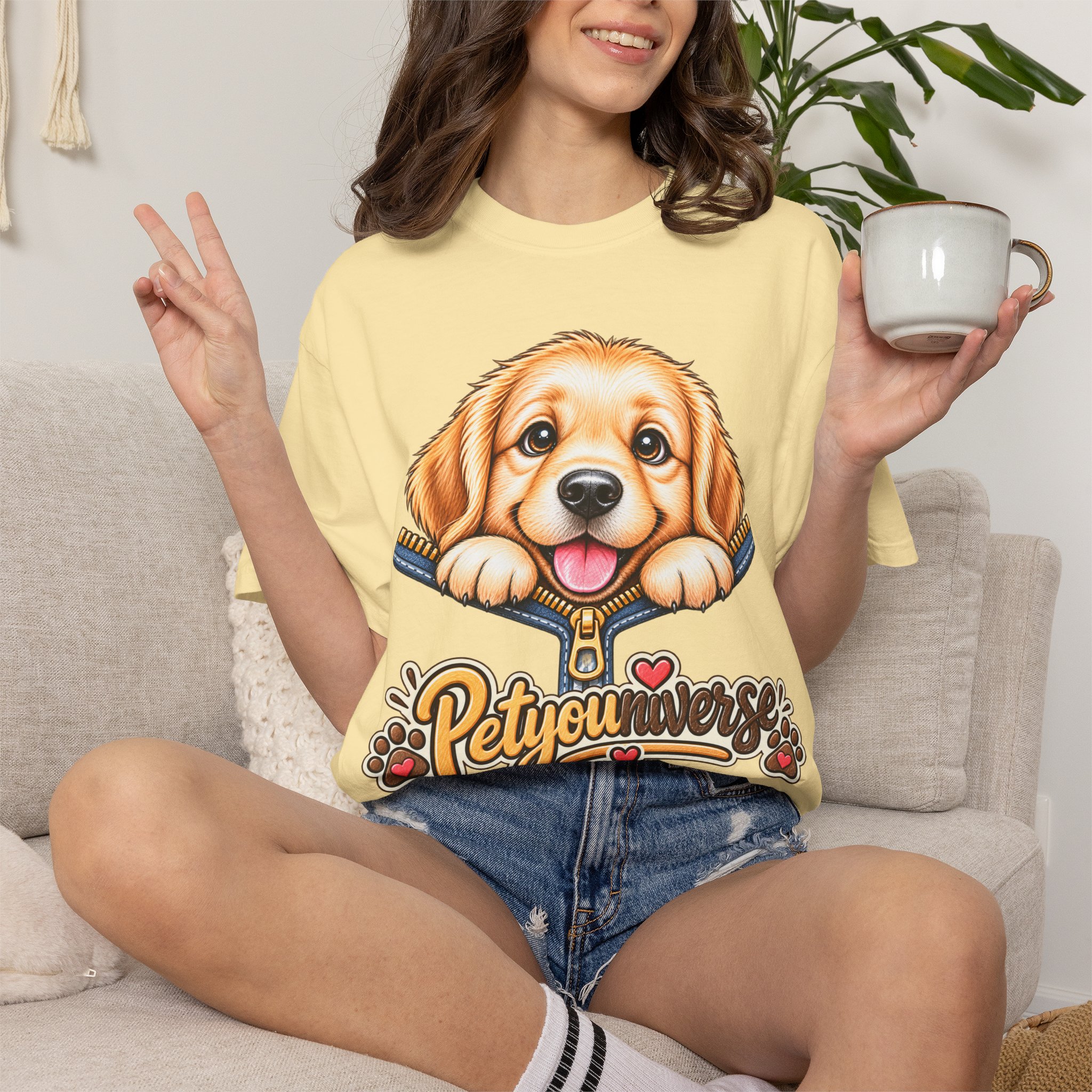 Golden Retriever Puppy "PetYoUniverse" T-Shirt - Image 12