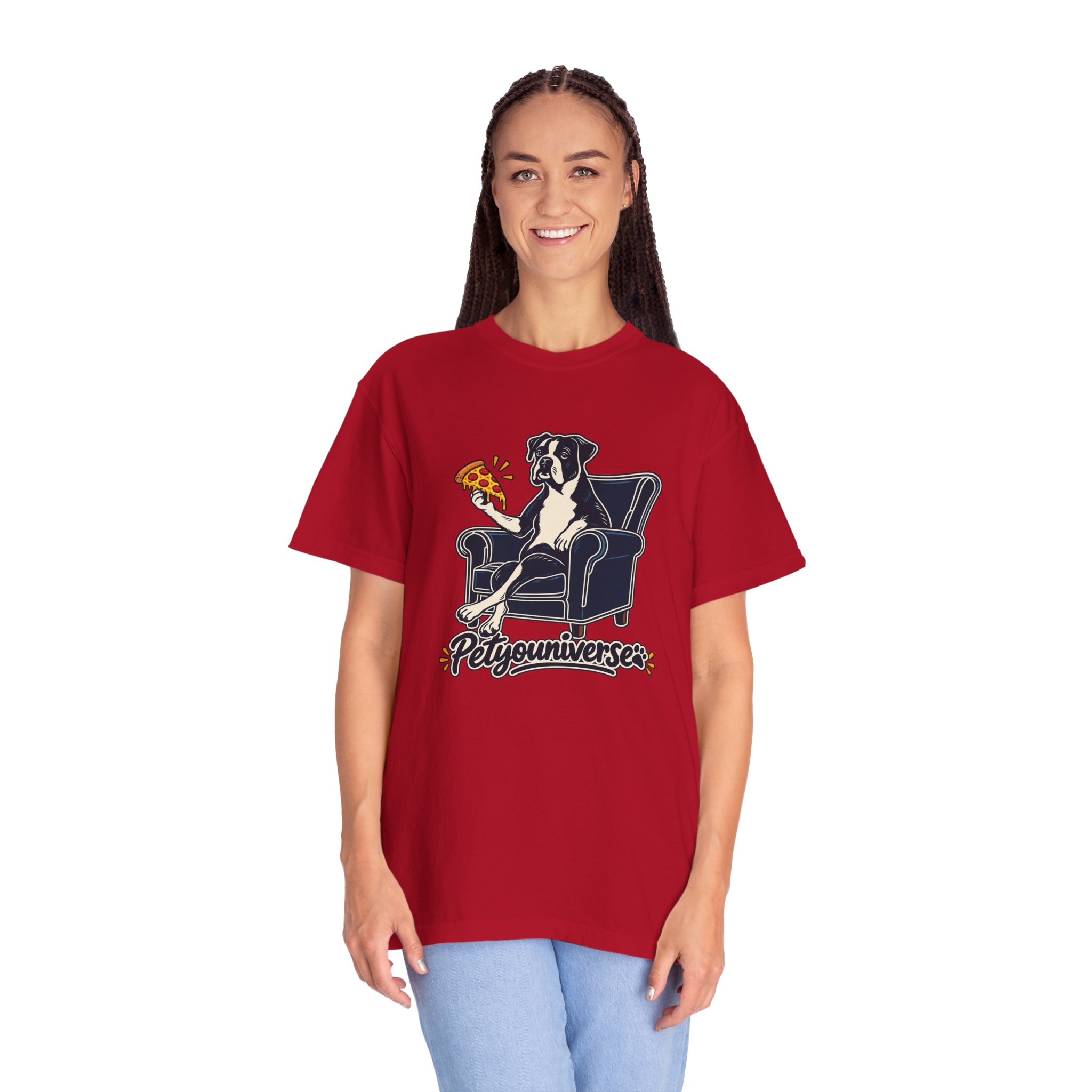 T-Shirt — PetYoUniverse Dog on Armchair with Pizza Graphic - Image 131