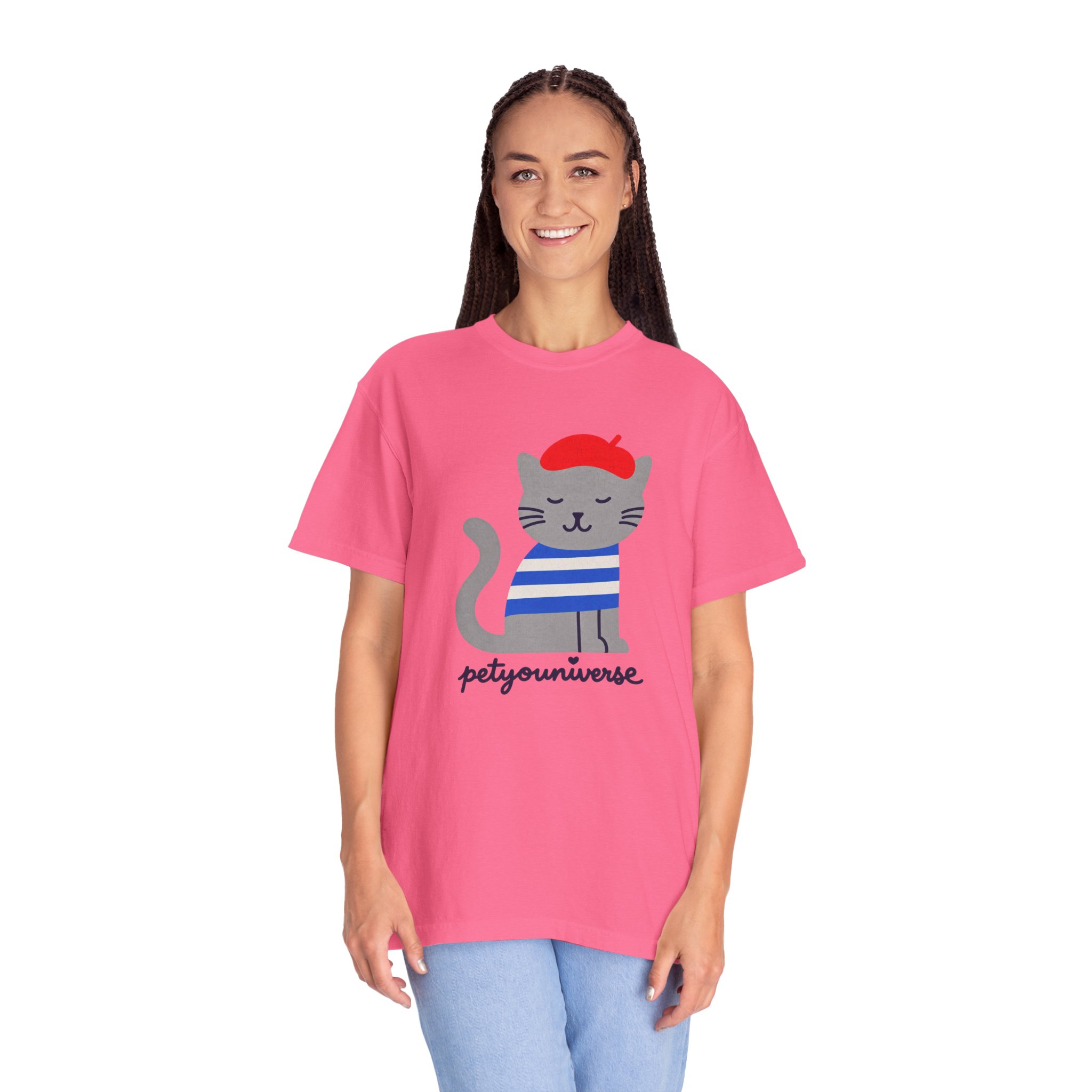 Cat Graphic T-Shirt — "petiyouniverse" Cute French Cat Tee - Image 113