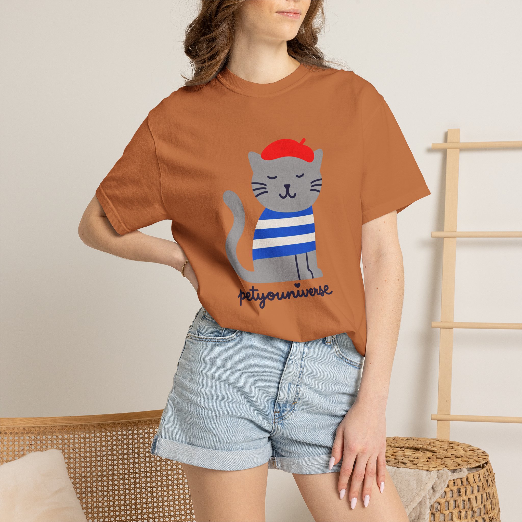 Cat Graphic T-Shirt — "petiyouniverse" Cute French Cat Tee - Image 20