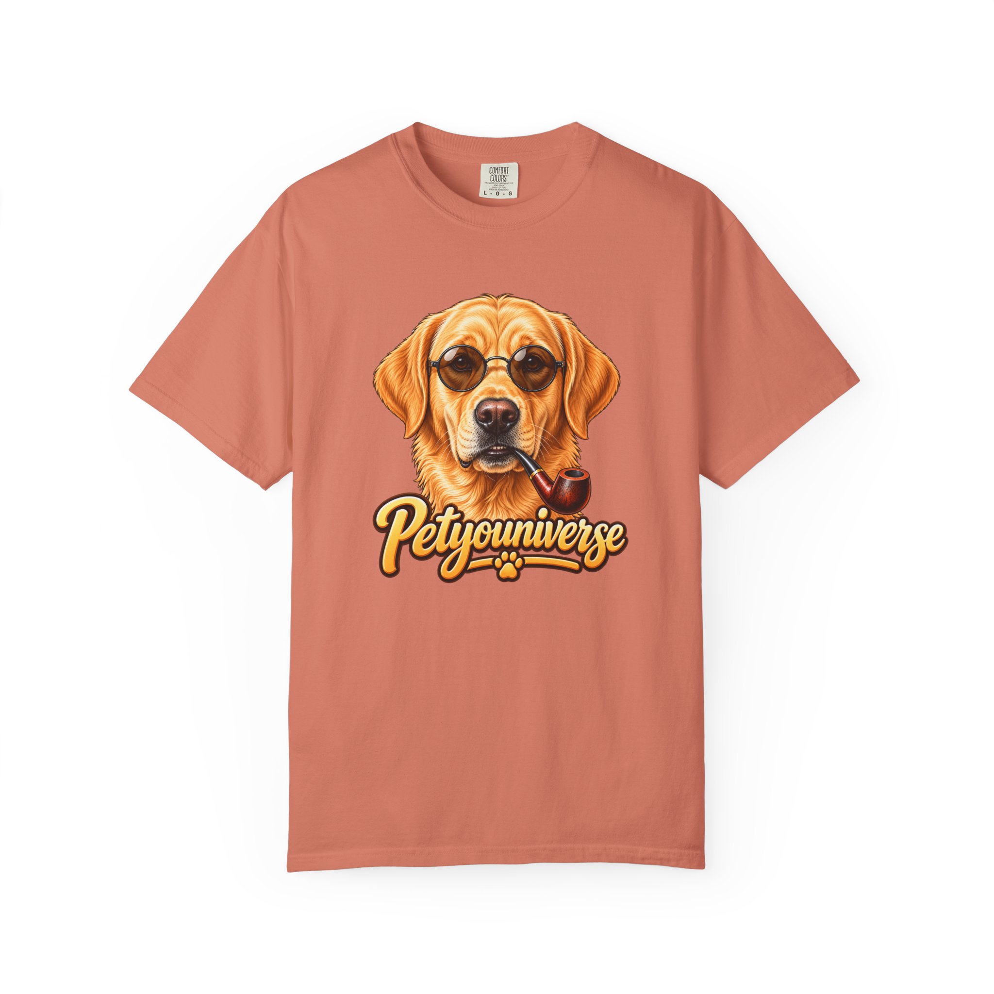 Yellow Lab dog portrait graphic on PetYoUniverse t-shirt