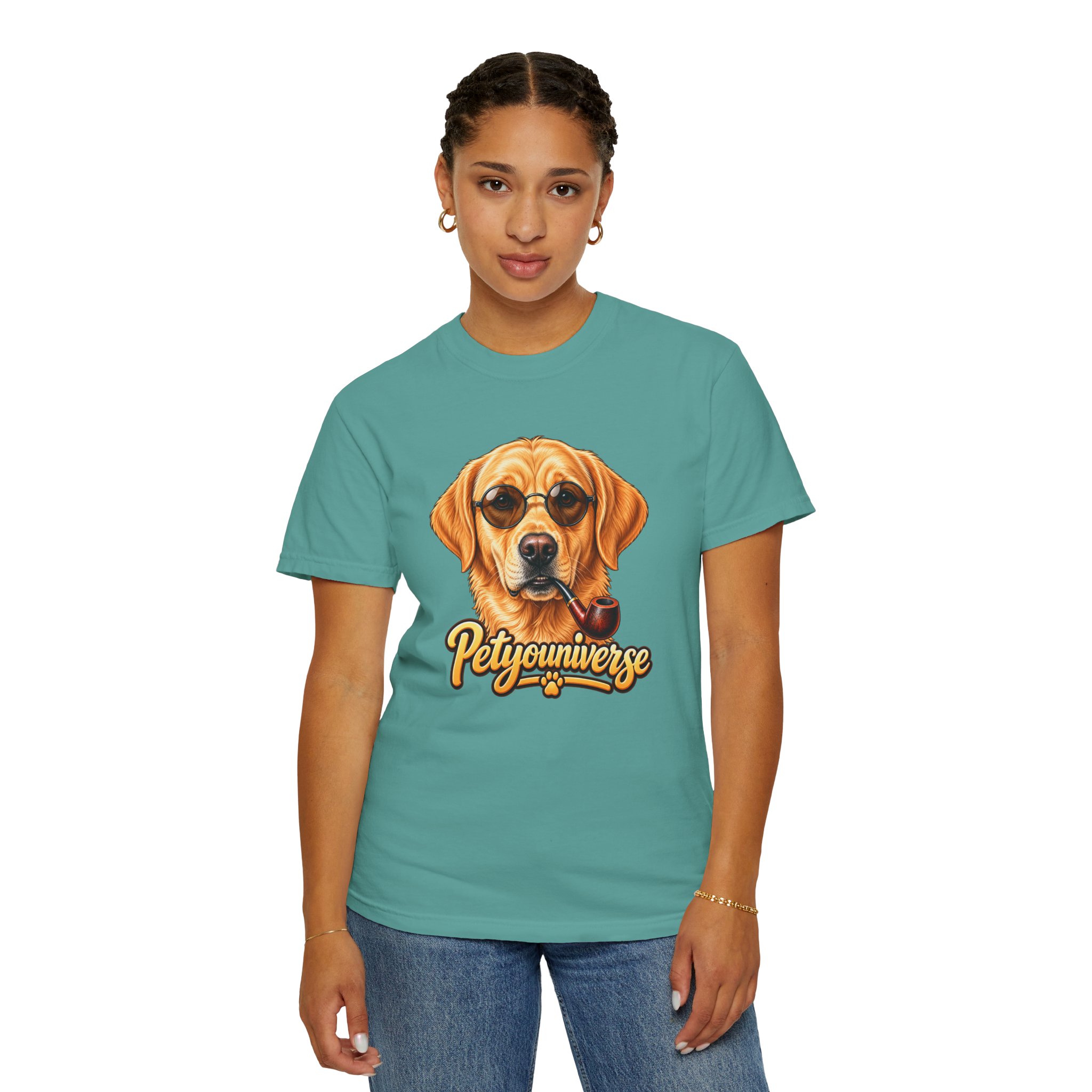Dog Graphic T-Shirt — 'PetYoUniverse' Yellow Lab Portrait Tee - Image 95