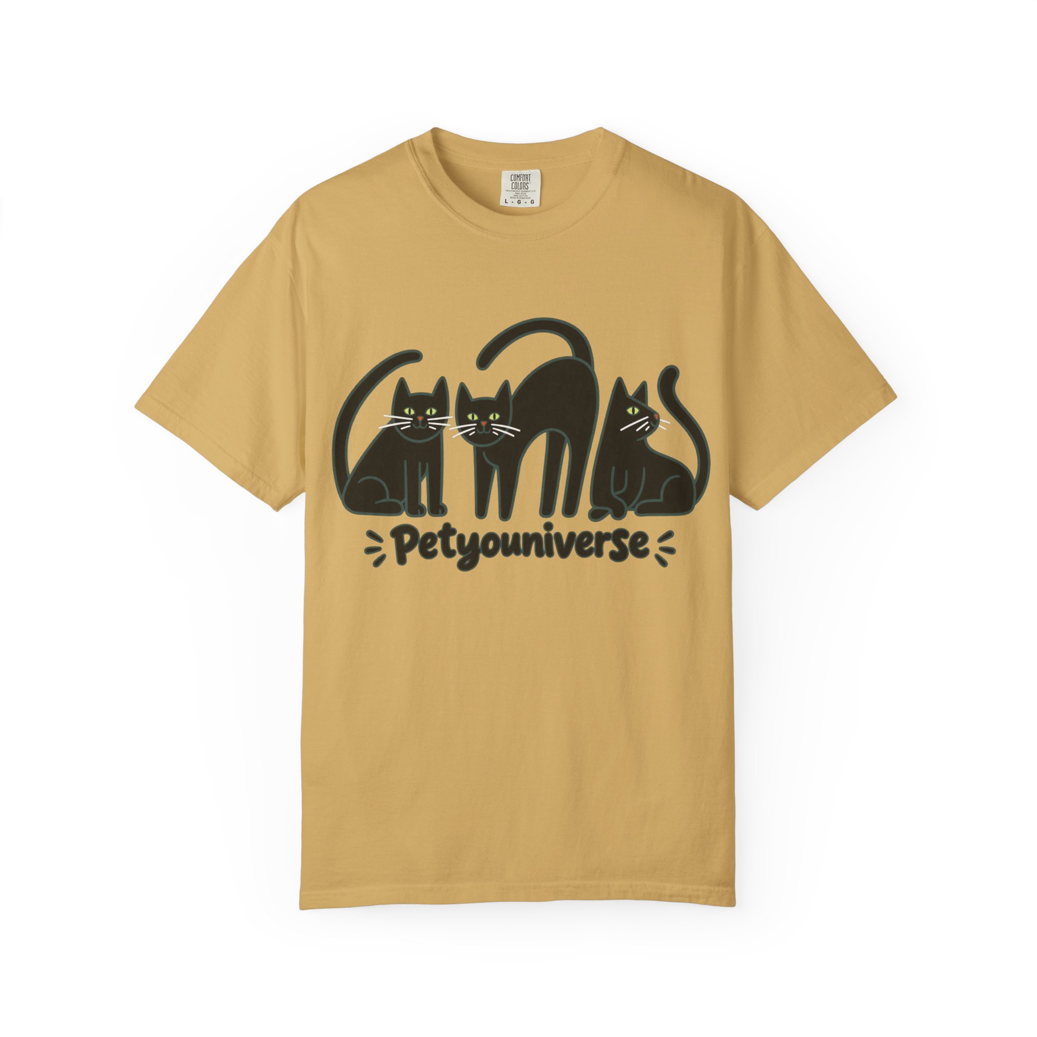 Cat T-Shirt — "Petyouniverse" Black Cat Trio Graphic Tee - Image 28