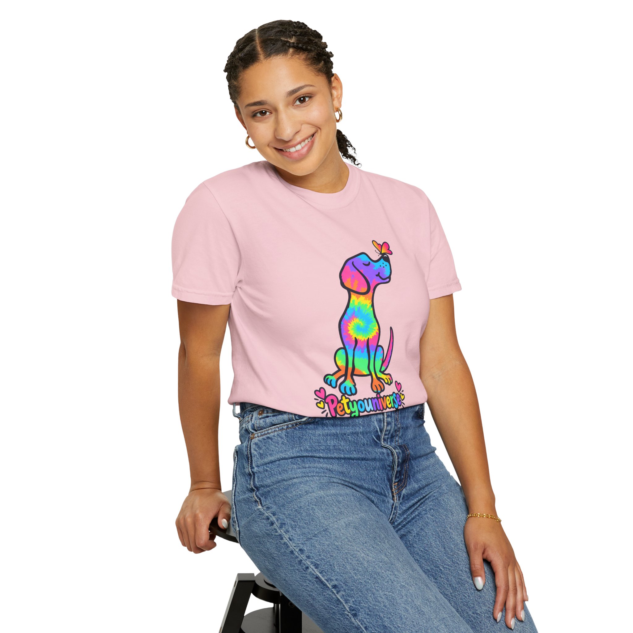 Tie-Dye Puppy T-Shirt — Colorful "PetYoUniverse" Dog Graphic Tee - Image 105