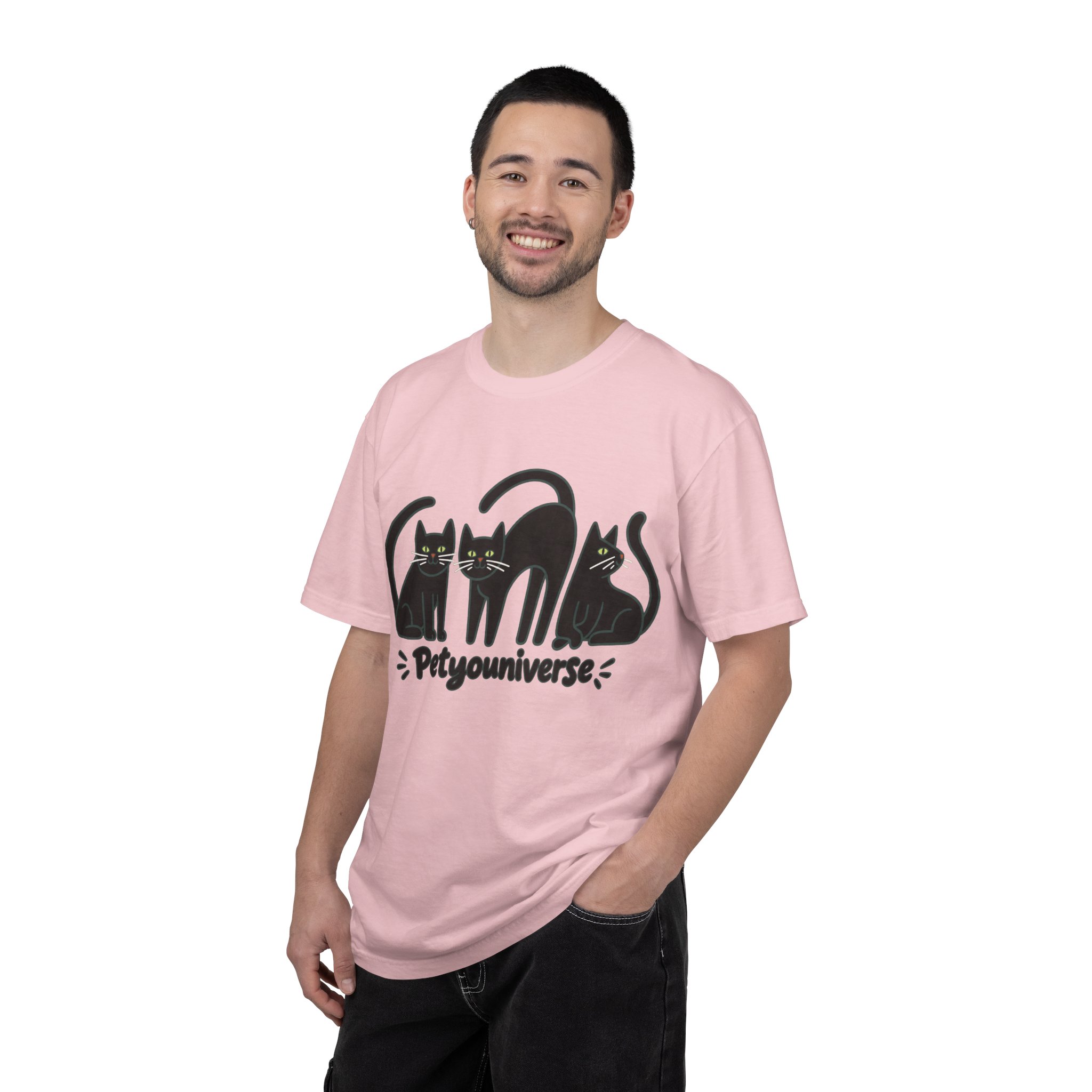 Cat T-Shirt — "Petyouniverse" Black Cat Trio Graphic Tee - Image 121