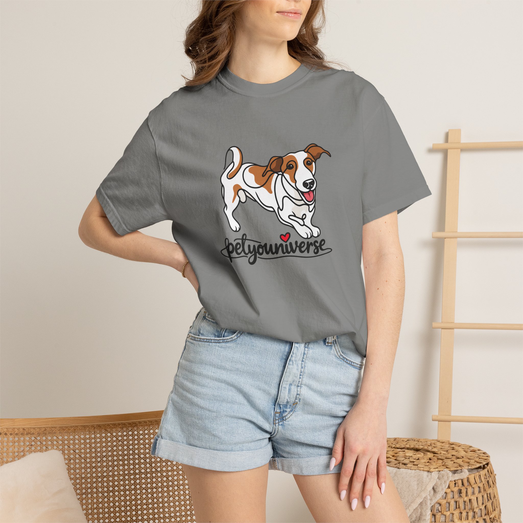 Dog Cartoon T-Shirt — "PetYoUniverse" Playful Jack Russell Tee - Image 92