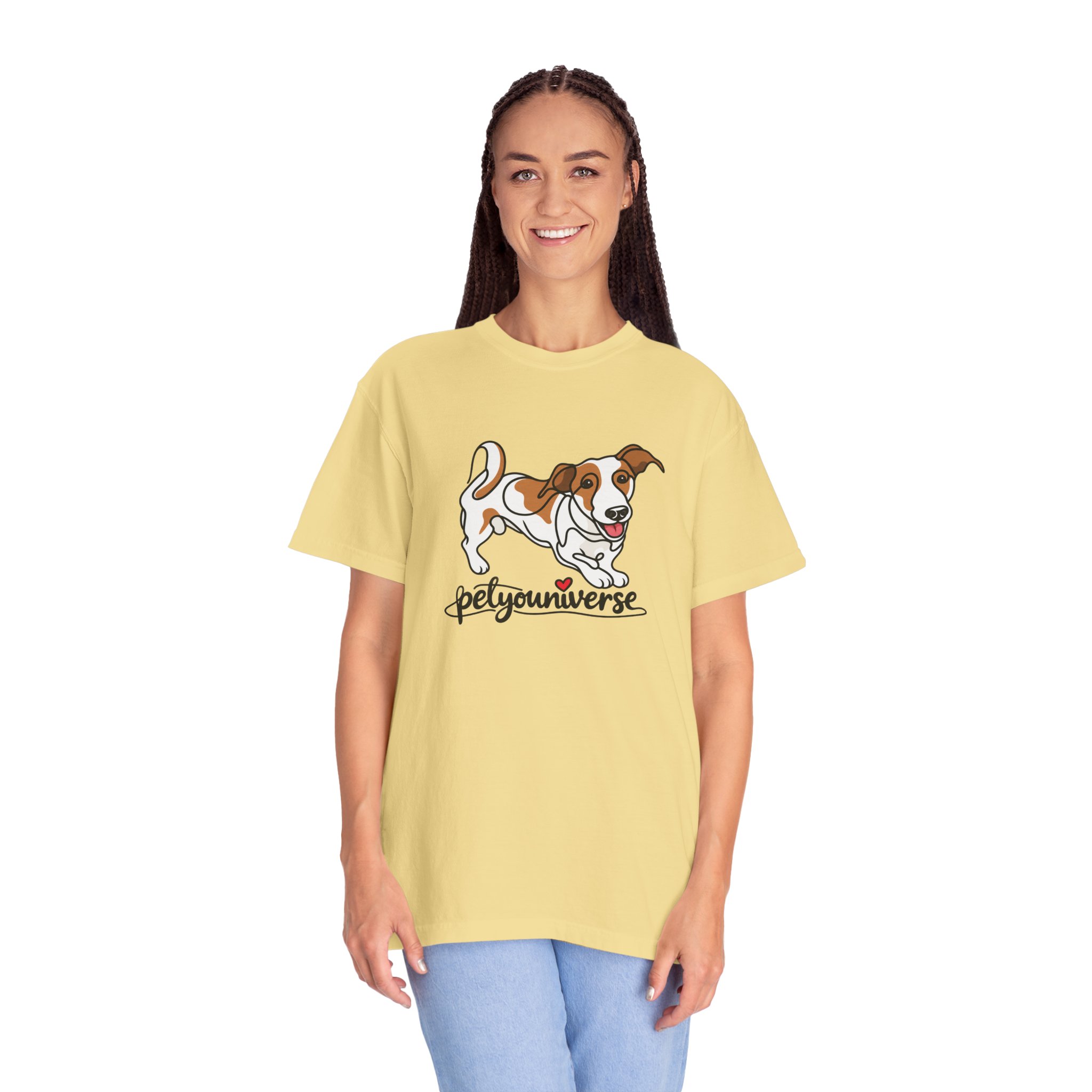 Dog Cartoon T-Shirt — "PetYoUniverse" Playful Jack Russell Tee - Image 41