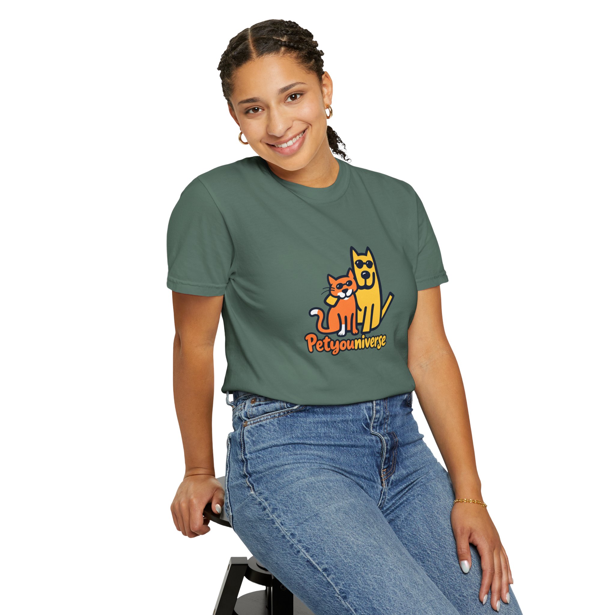 PetyoUniverse Cute Cat & Dog Graphic T-Shirt — Vintage Garment-Dyed Tee for Pet Lovers - Image 87