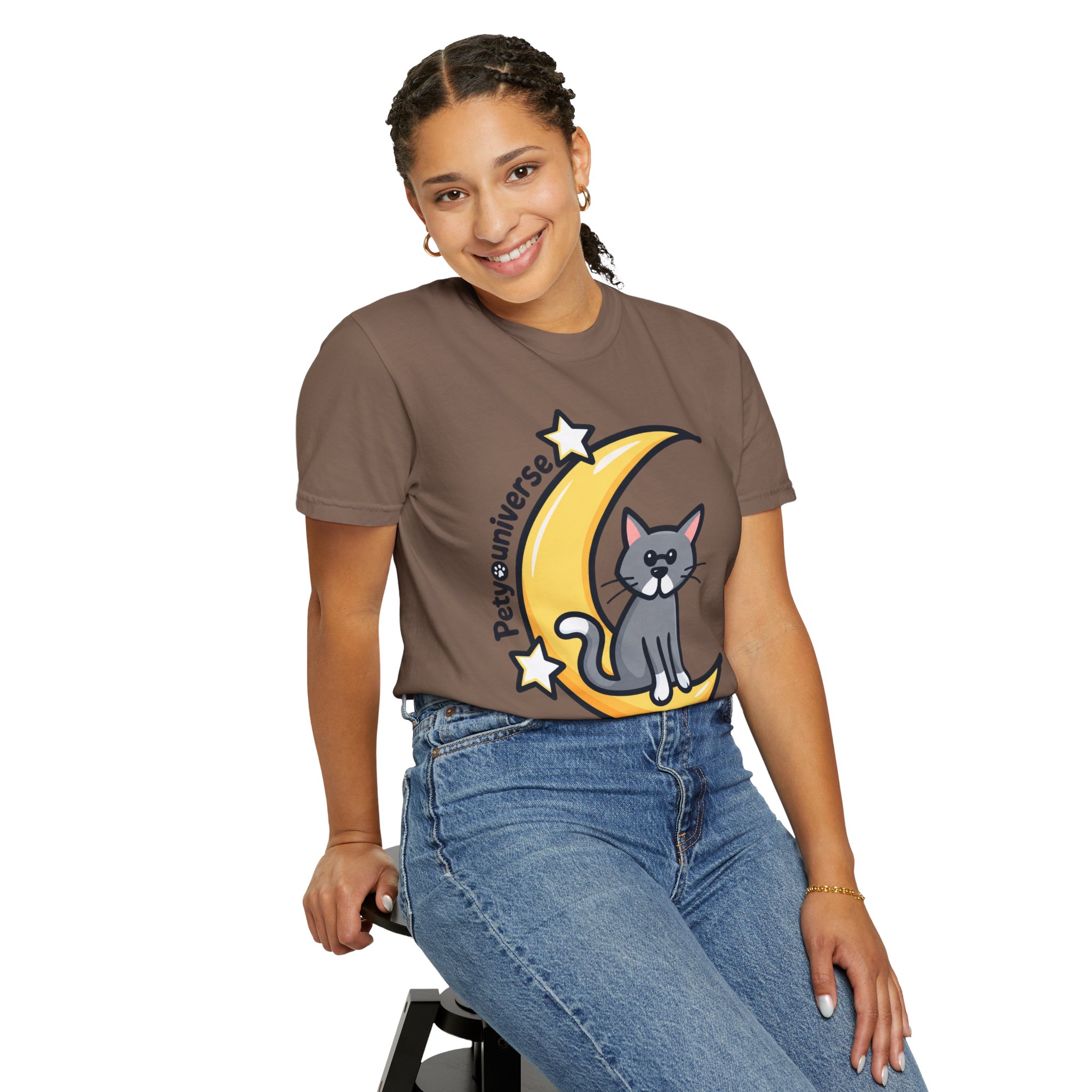 Cat on the Moon T-Shirt — "PetYoUniverse" Cute Cat Graphic Tee - Image 42