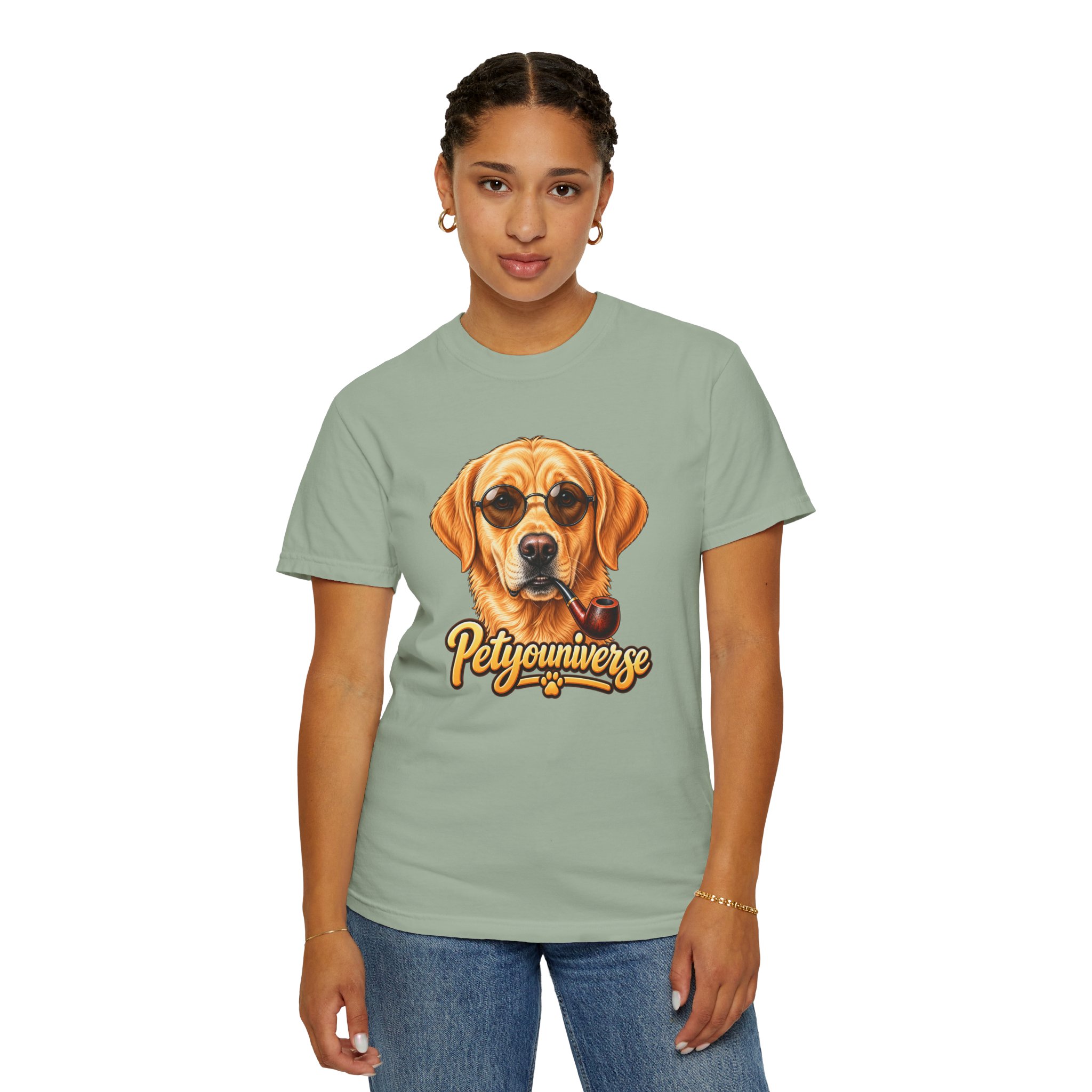 Dog Graphic T-Shirt — 'PetYoUniverse' Yellow Lab Portrait Tee - Image 77
