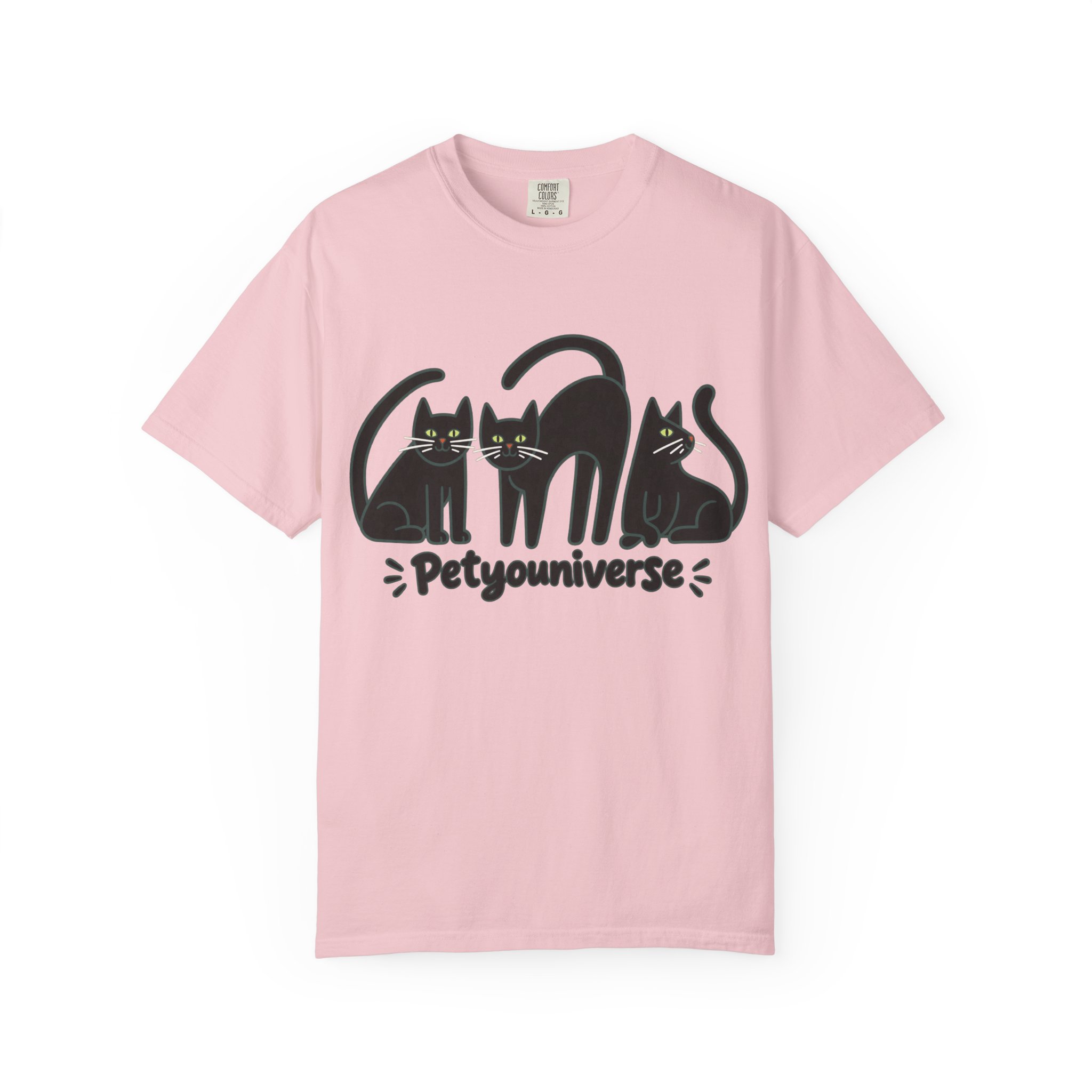 Cat T-Shirt — "Petyouniverse" Black Cat Trio Graphic Tee - Image 118