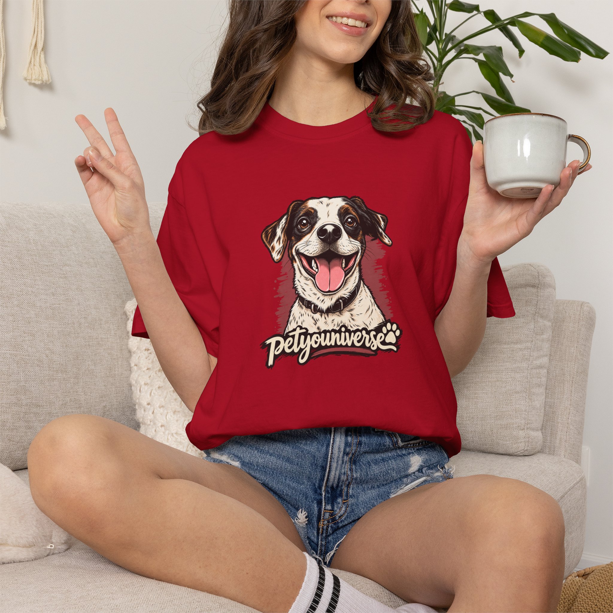 Dog Lover T-Shirt — Smiling Pup "Petyouniverse" Graphic Tee - Image 107
