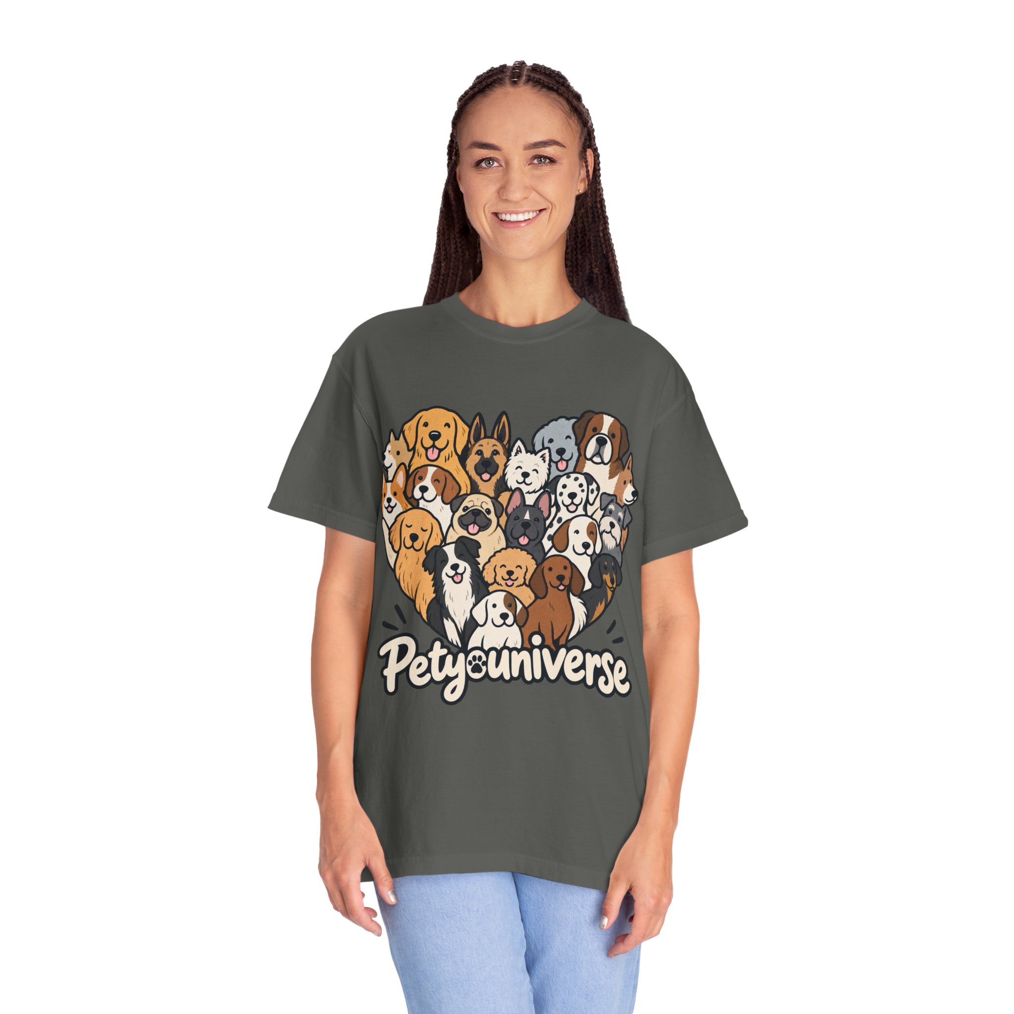 Dog Lover Cartoon T-Shirt — "Pety Universe" Graphic Tee - Image 75