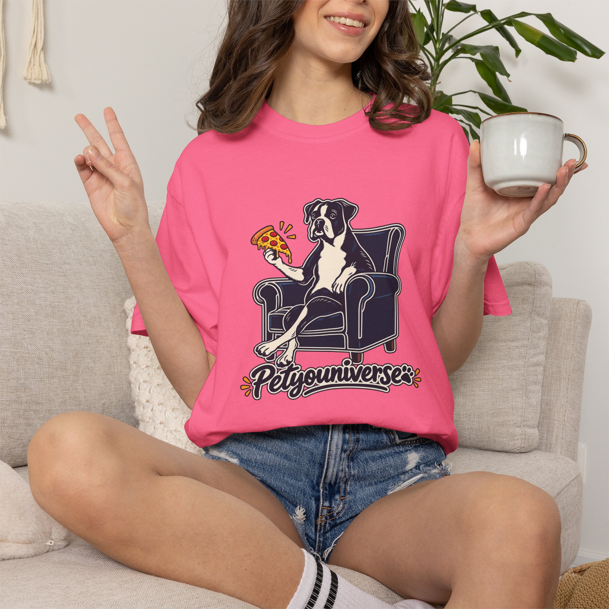 T-Shirt — PetYoUniverse Dog on Armchair with Pizza Graphic - Image 111