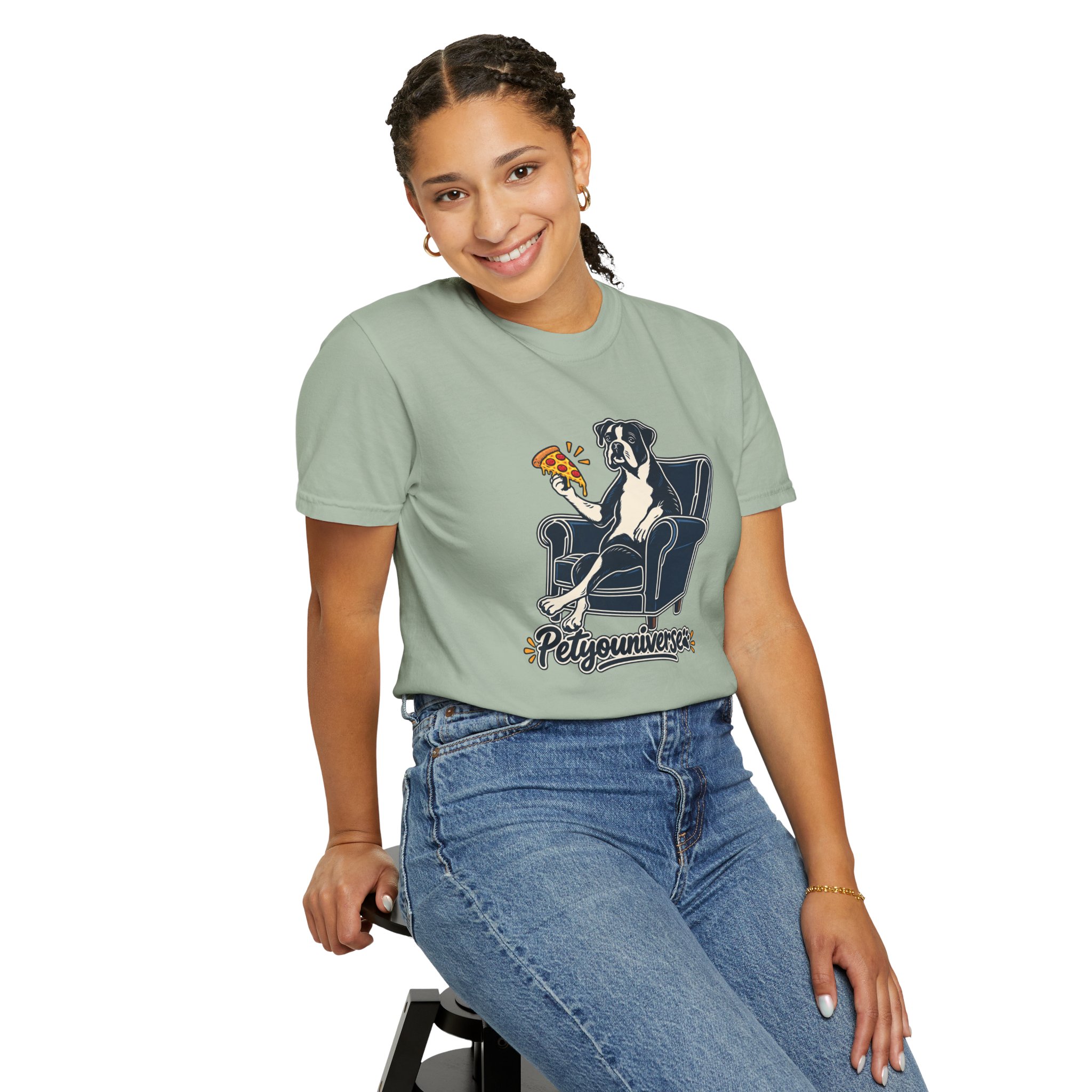 T-Shirt — PetYoUniverse Dog on Armchair with Pizza Graphic - Image 60