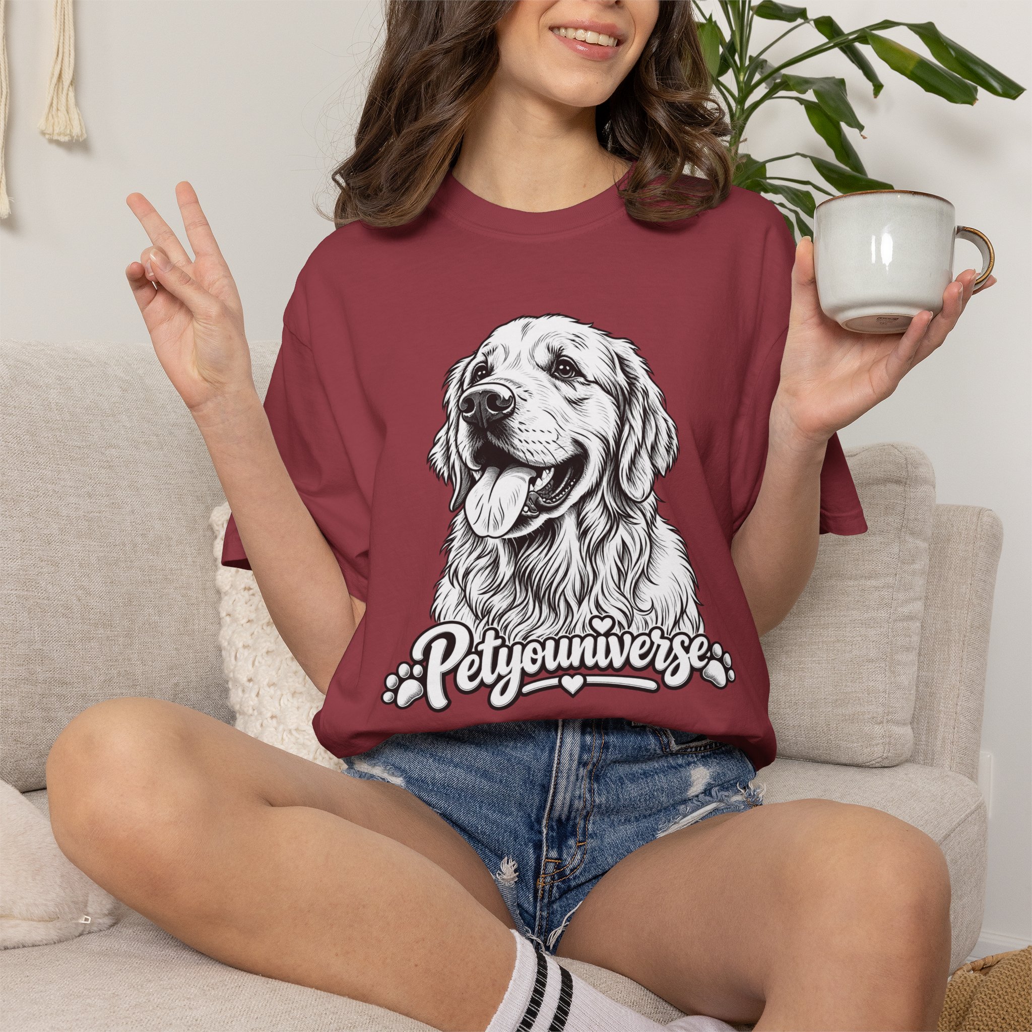 PetYoUniverse Golden Retriever Graphic T-Shirt — Cute Dog Portrait Tee - Image 111