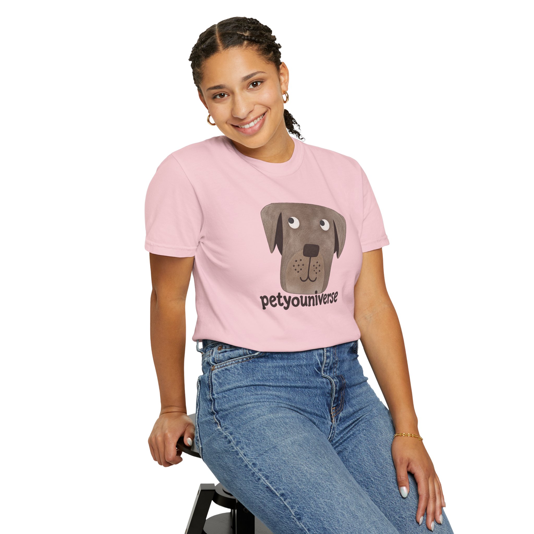 Dog Face Graphic T‑Shirt — "petyouniverse" Cute Pet Logo Tee - Image 105