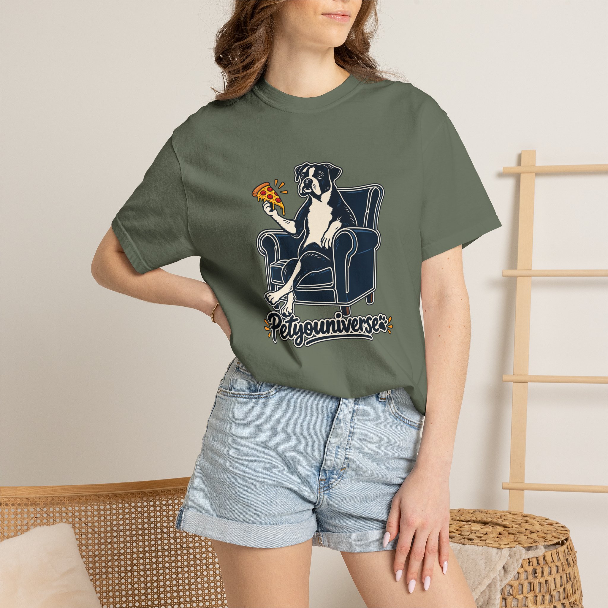T-Shirt — PetYoUniverse Dog on Armchair with Pizza Graphic - Image 65