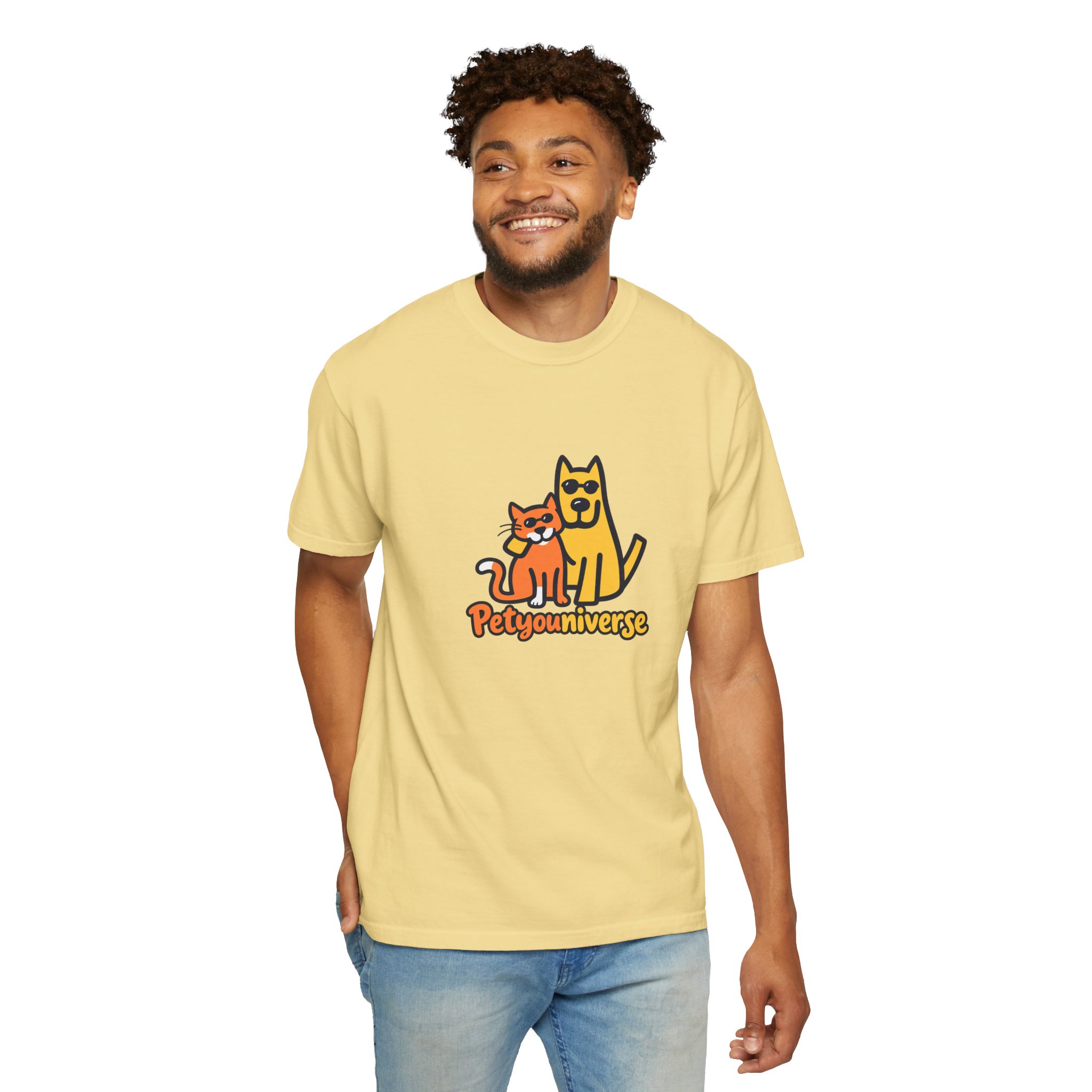 PetyoUniverse Cute Cat & Dog Graphic T-Shirt — Vintage Garment-Dyed Tee for Pet Lovers - Image 43