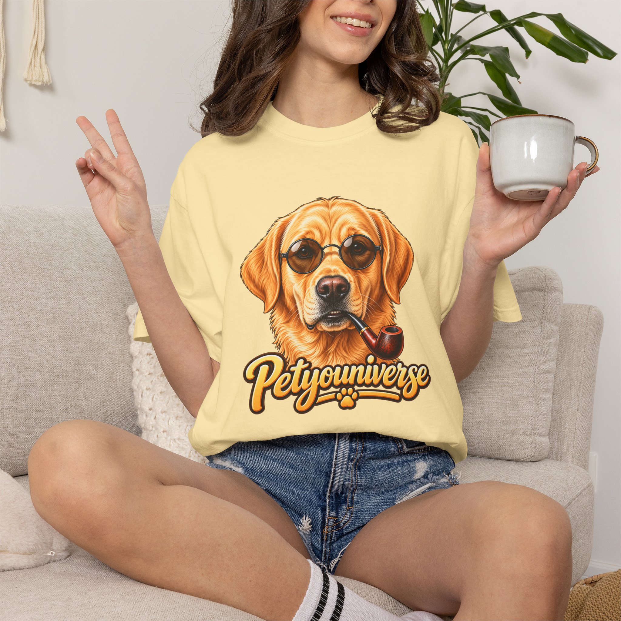Dog Graphic T-Shirt — 'PetYoUniverse' Yellow Lab Portrait Tee - Image 21
