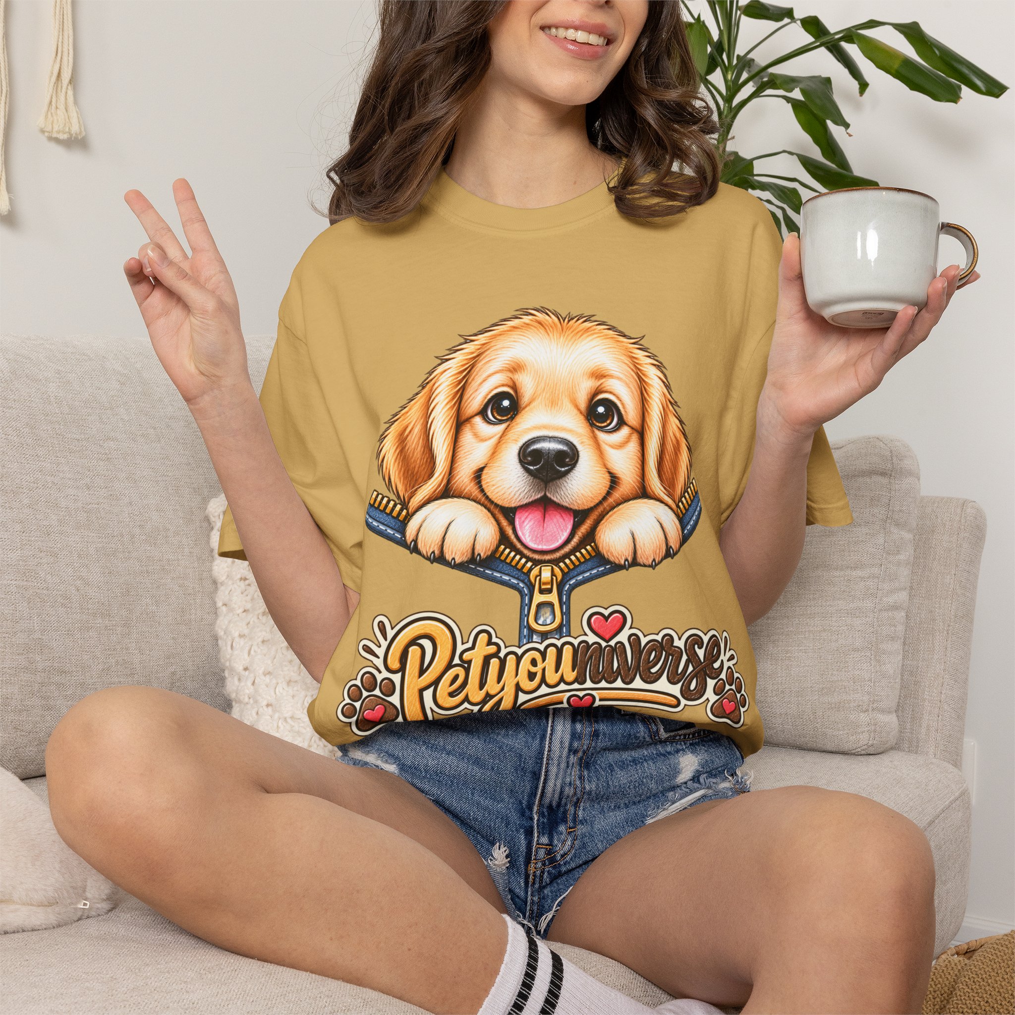 Golden Retriever Puppy "PetYoUniverse" T-Shirt - Image 21