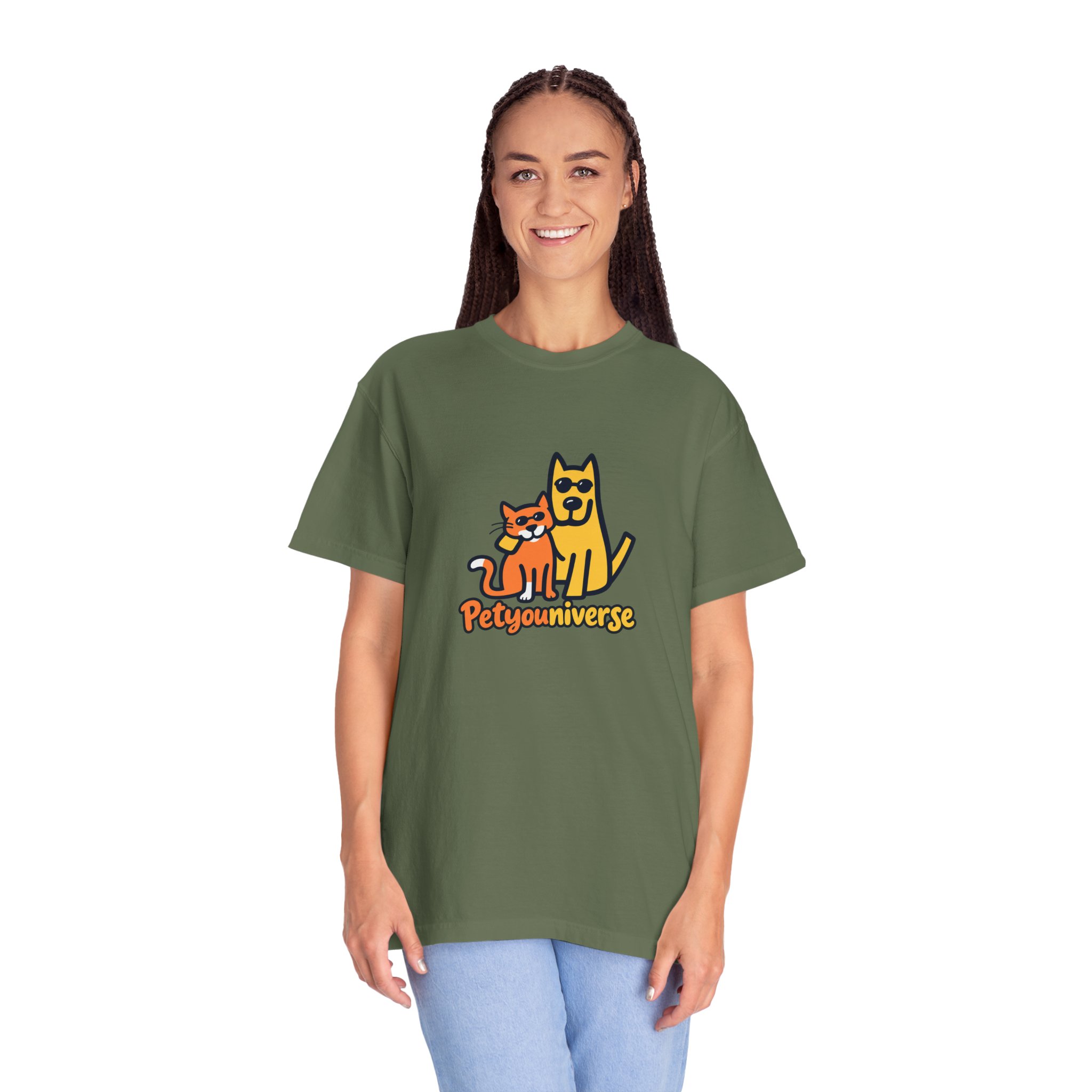 PetyoUniverse Cute Cat & Dog Graphic T-Shirt — Vintage Garment-Dyed Tee for Pet Lovers - Image 59