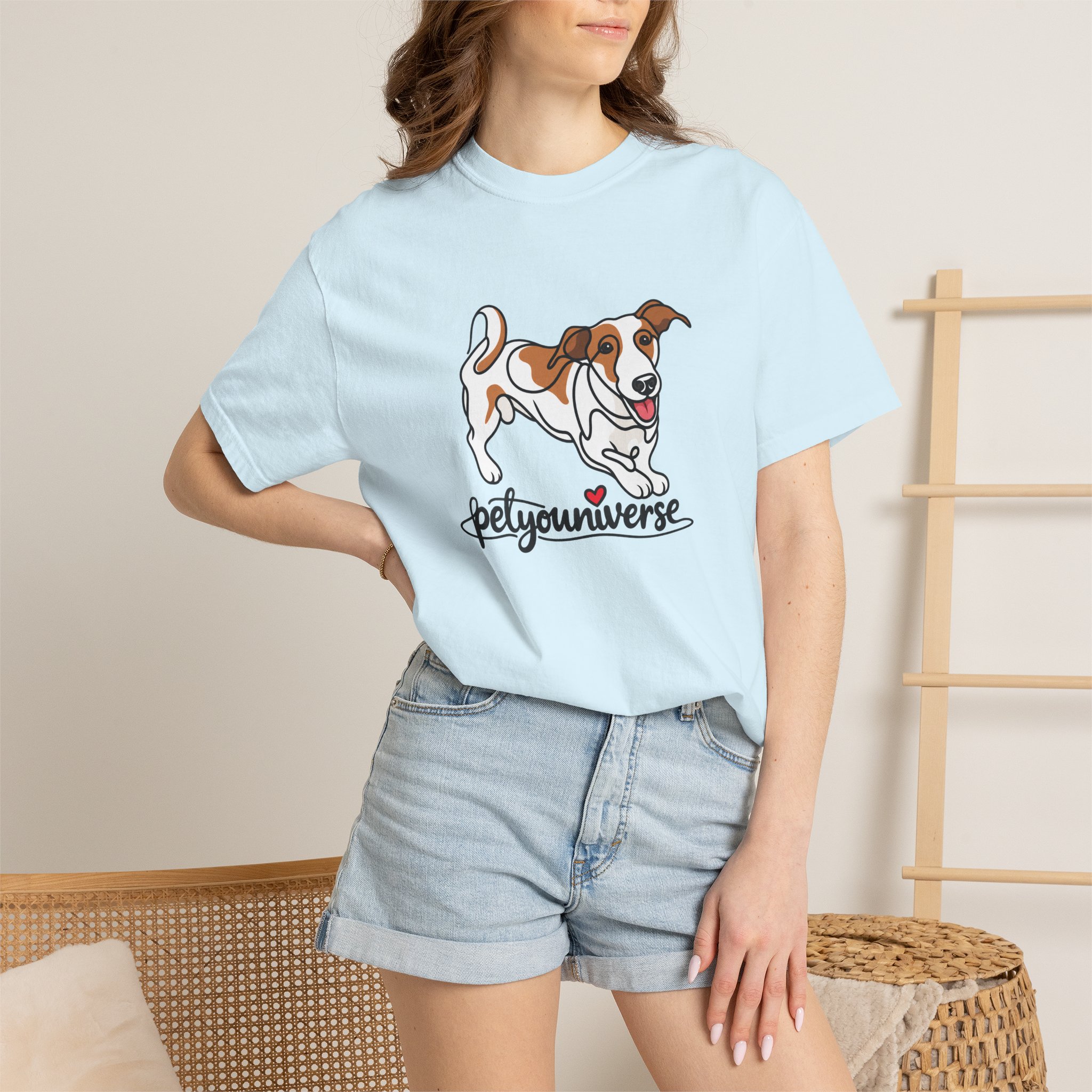 Dog Cartoon T-Shirt — "PetYoUniverse" Playful Jack Russell Tee - Image 83