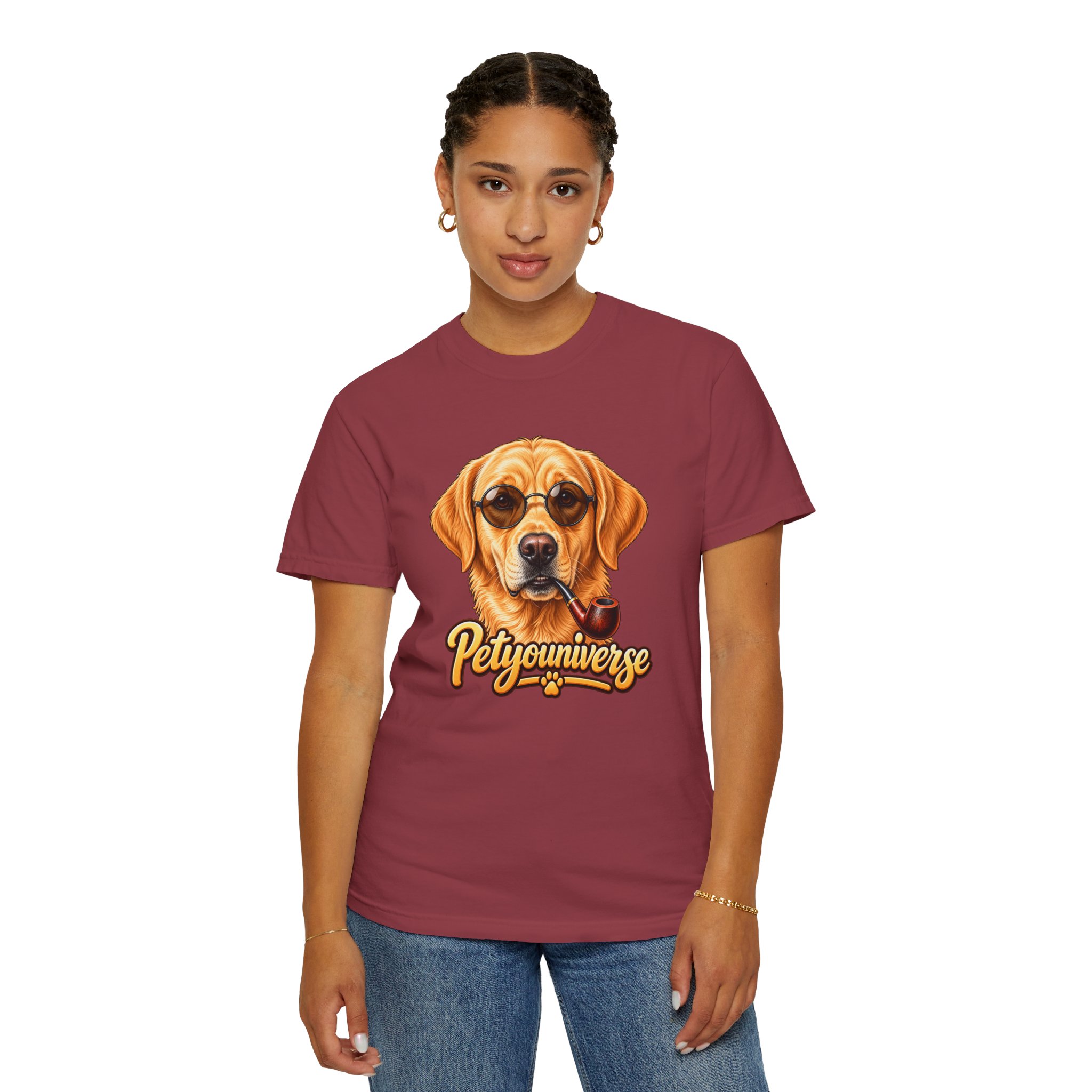 Dog Graphic T-Shirt — 'PetYoUniverse' Yellow Lab Portrait Tee - Image 131