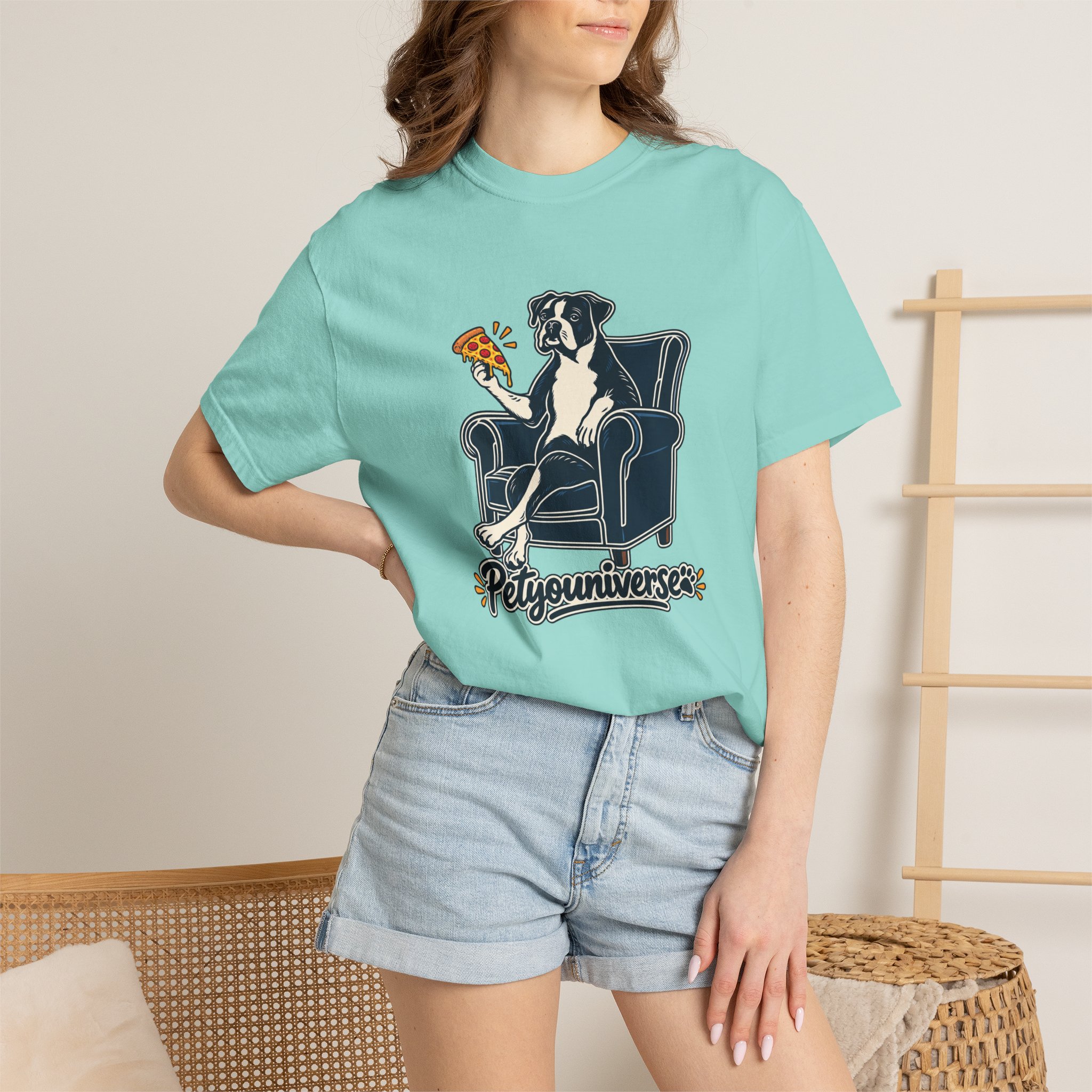 T-Shirt — PetYoUniverse Dog on Armchair with Pizza Graphic - Image 74
