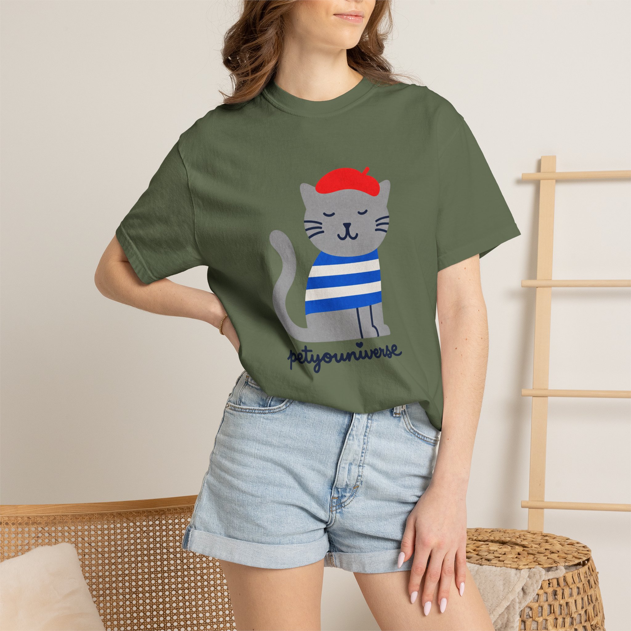 Cat Graphic T-Shirt — "petiyouniverse" Cute French Cat Tee - Image 47