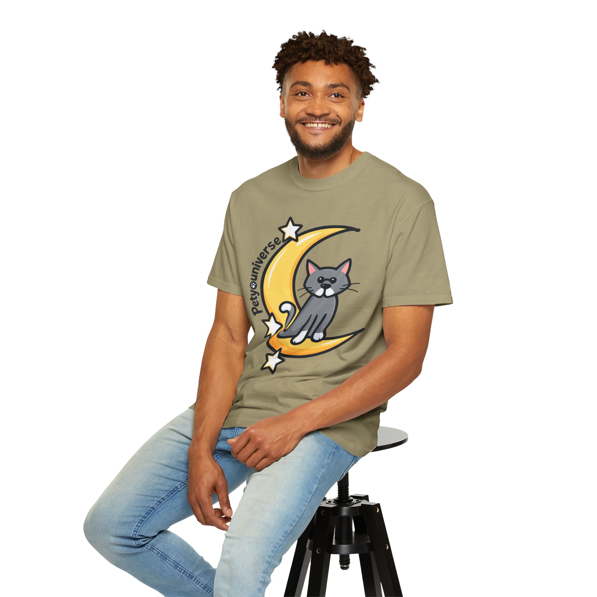 Cat on the Moon T-Shirt — "PetYoUniverse" Cute Cat Graphic Tee - Image 35