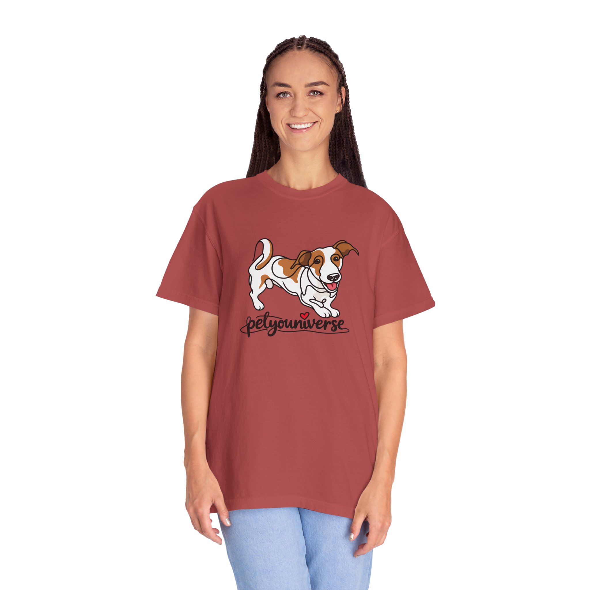 Dog Cartoon T-Shirt — "PetYoUniverse" Playful Jack Russell Tee - Image 131