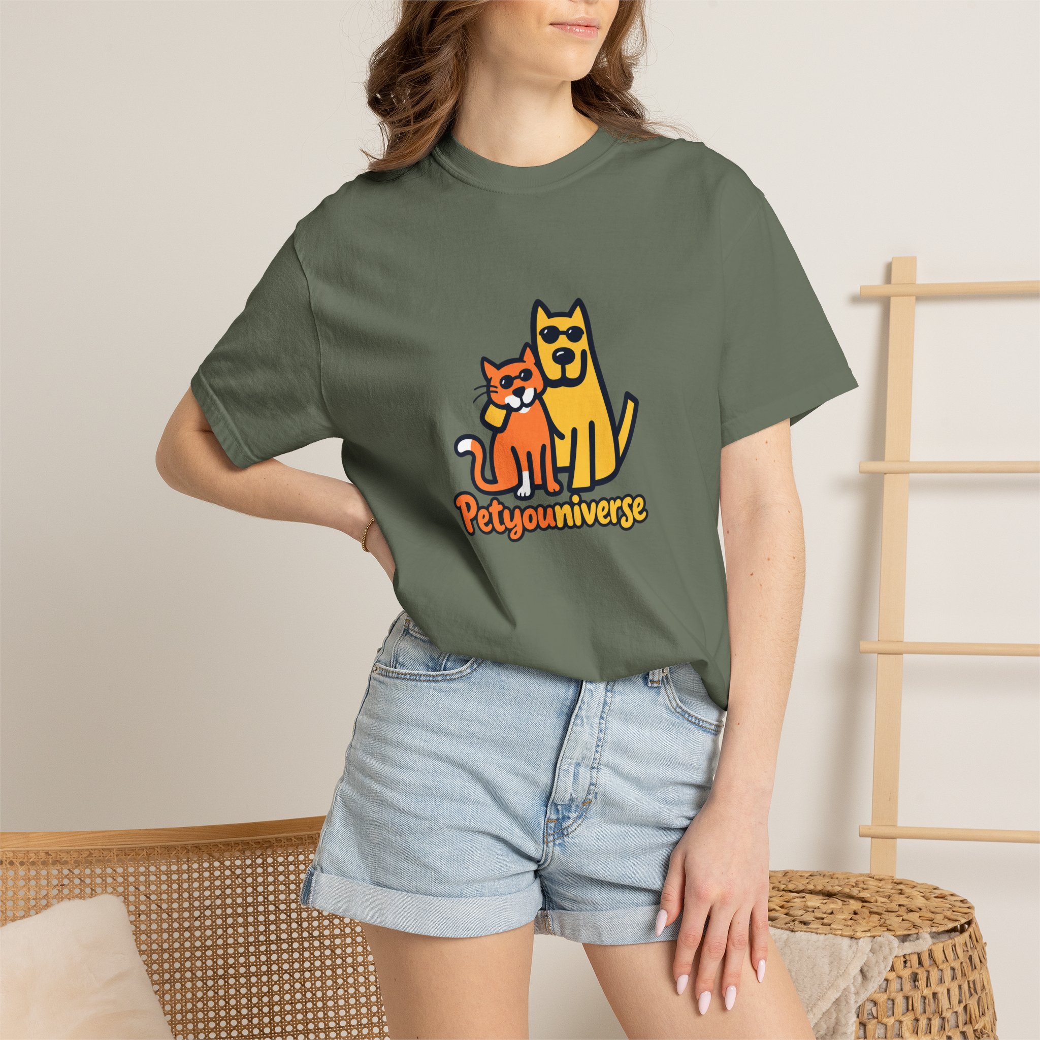 PetyoUniverse Cute Cat & Dog Graphic T-Shirt — Vintage Garment-Dyed Tee for Pet Lovers - Image 74