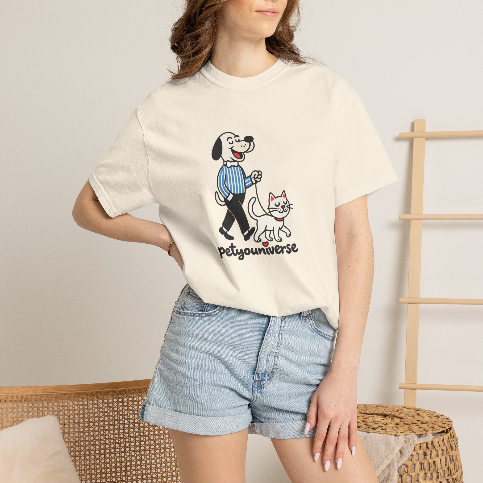 PetYouniverse Walking Dog & Cat Tee — Cute Retro Pet Graphic T-Shirt - Image 2