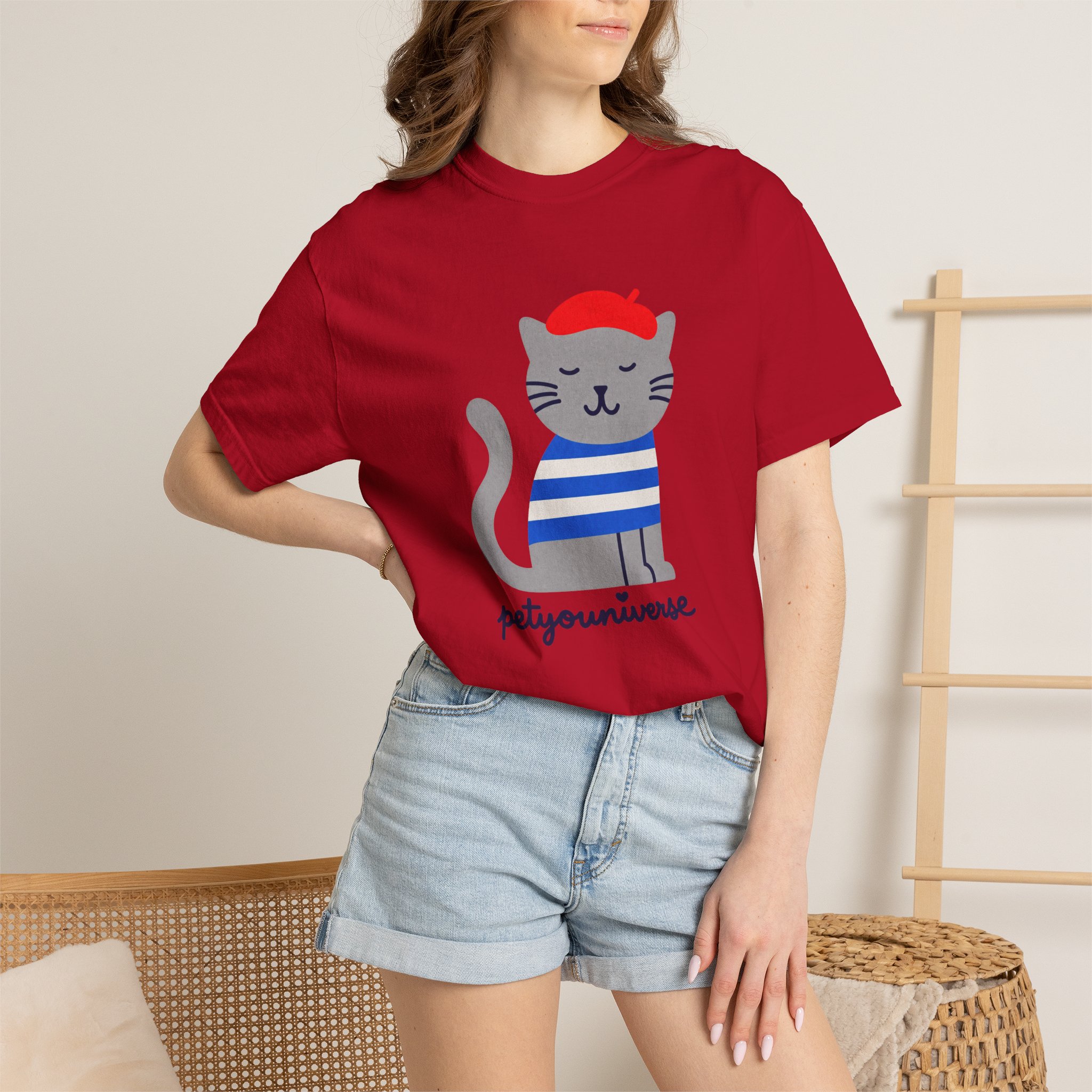 Cat Graphic T-Shirt — "petiyouniverse" Cute French Cat Tee - Image 137