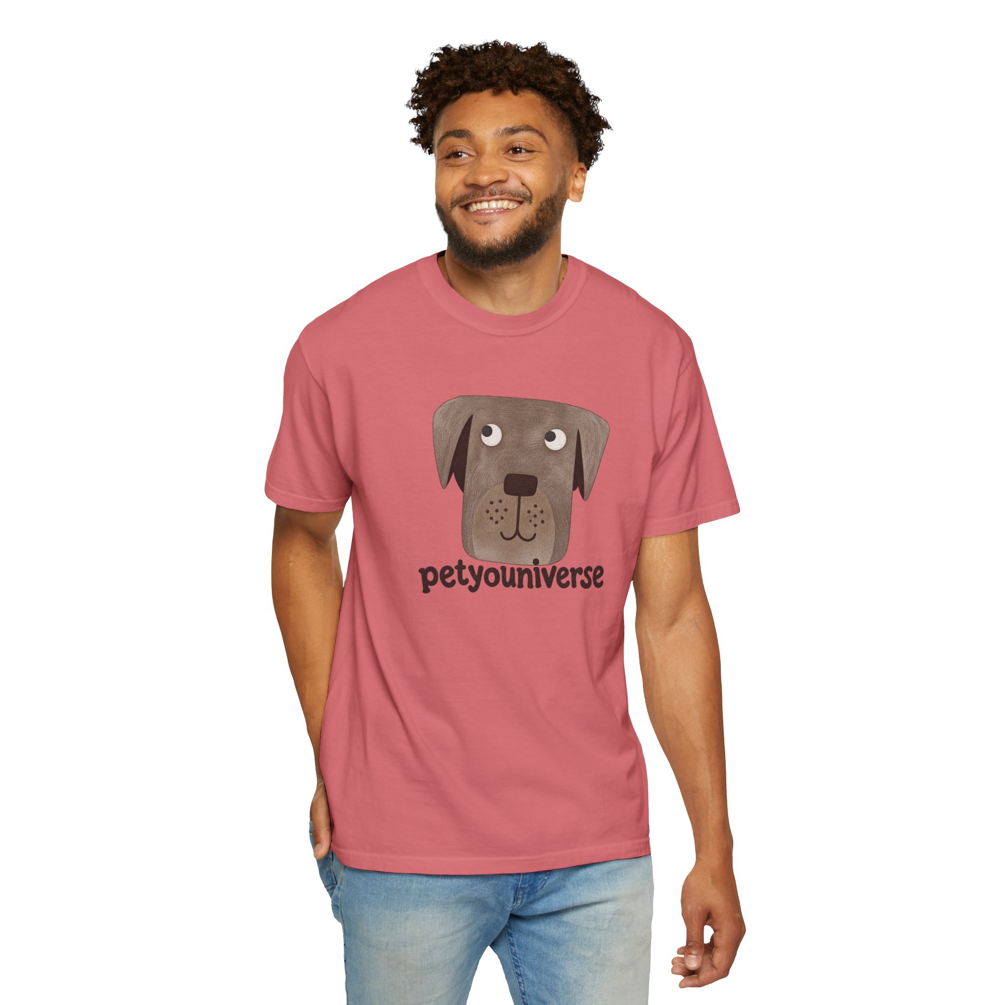 Dog Face Graphic T‑Shirt — "petyouniverse" Cute Pet Logo Tee - Image 124