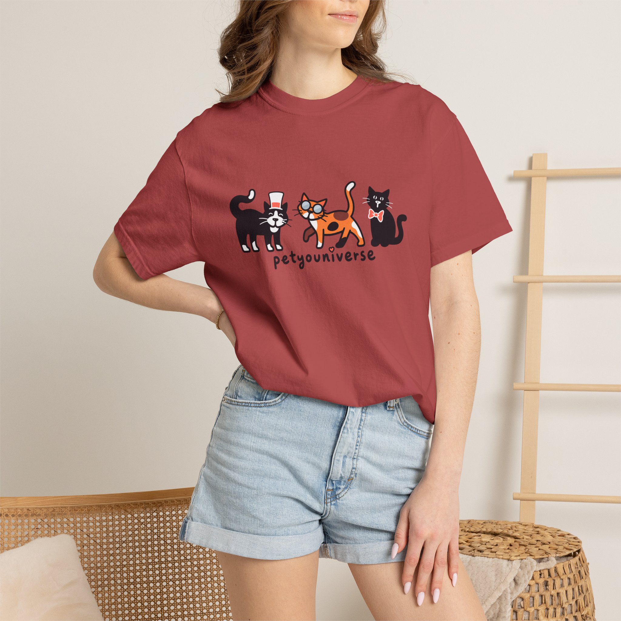 Cat Crew Graphic T-Shirt — "petgouriverse" Cute Cartoon Cats Tee - Image 101