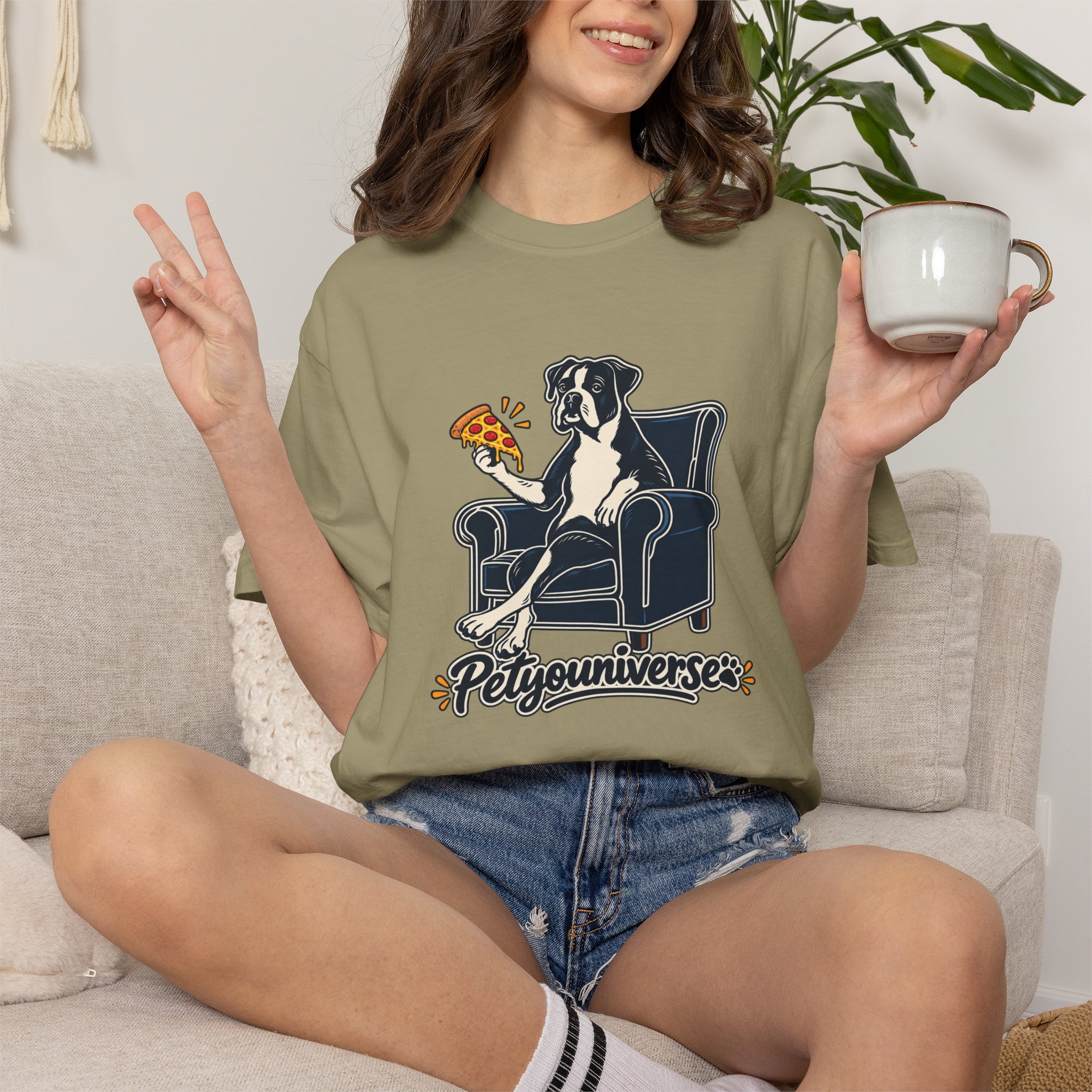 T-Shirt — PetYoUniverse Dog on Armchair with Pizza Graphic - Image 21