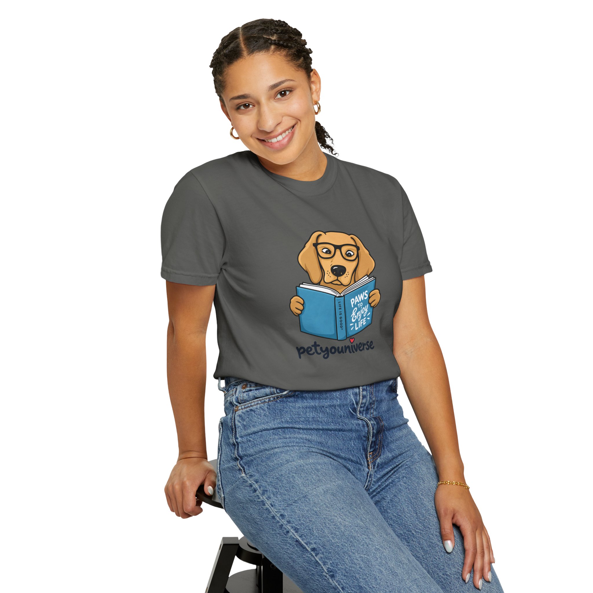 Dog Reading T-Shirt — "Paws & Books" Cute Booklover Pup Tee - Image 42