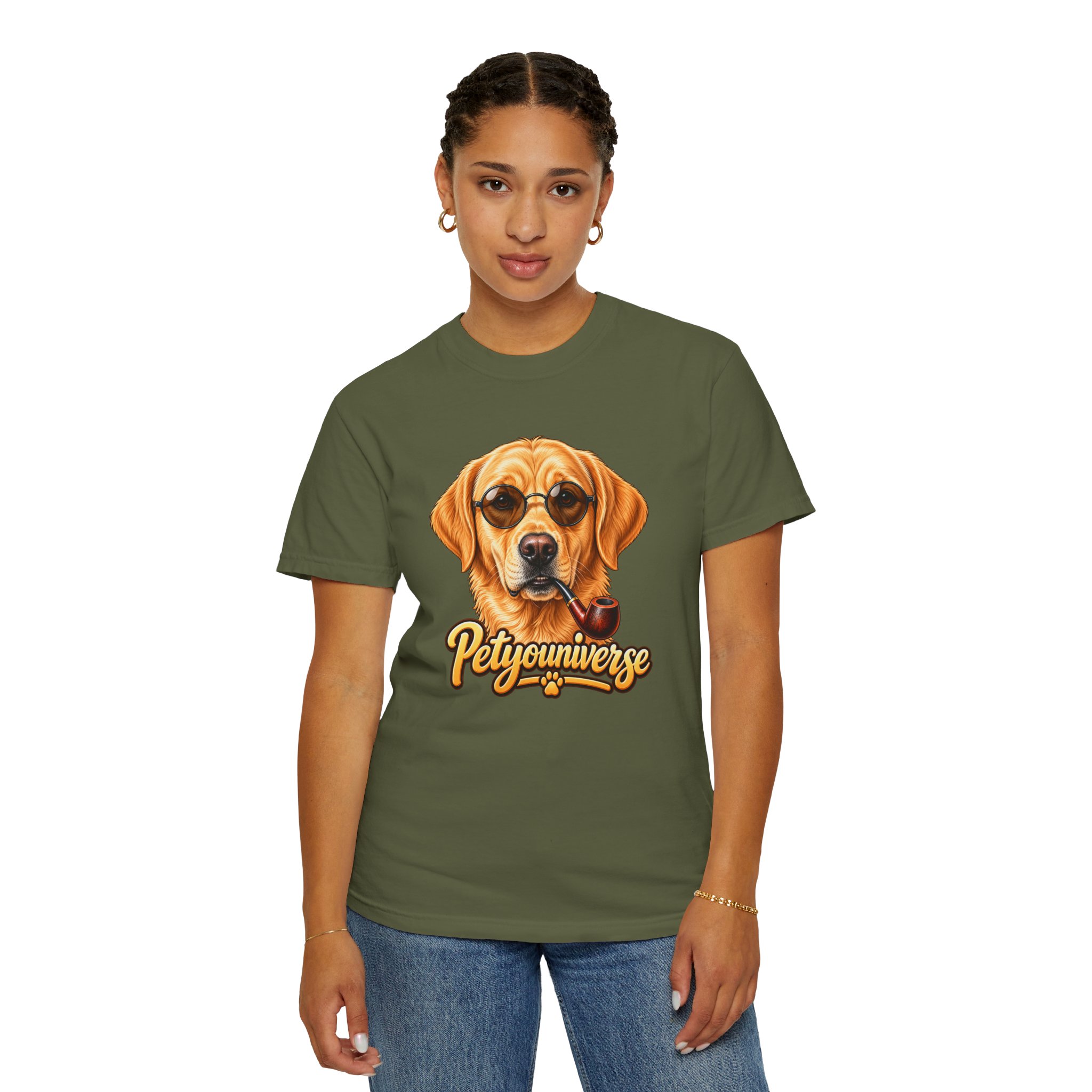 Dog Graphic T-Shirt — 'PetYoUniverse' Yellow Lab Portrait Tee - Image 68