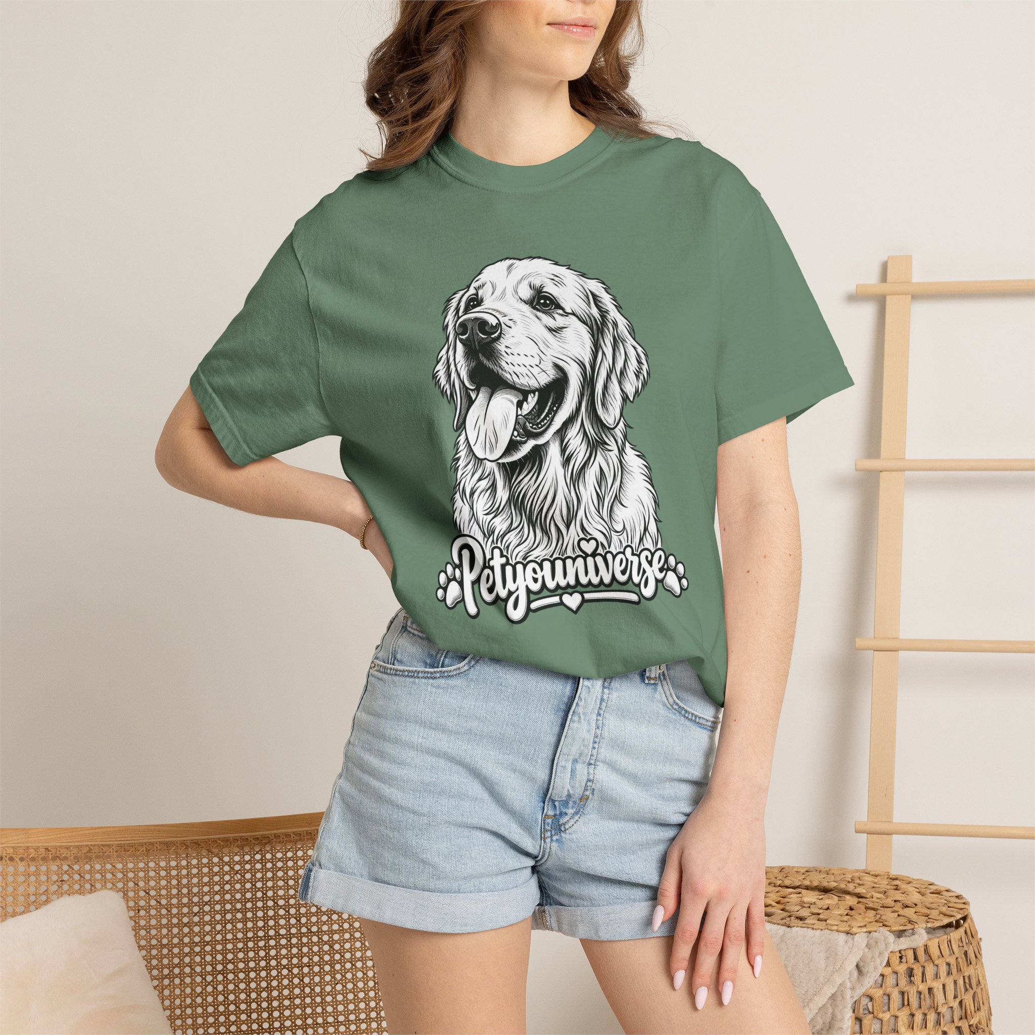 PetYoUniverse Golden Retriever Graphic T-Shirt — Cute Dog Portrait Tee - Image 56