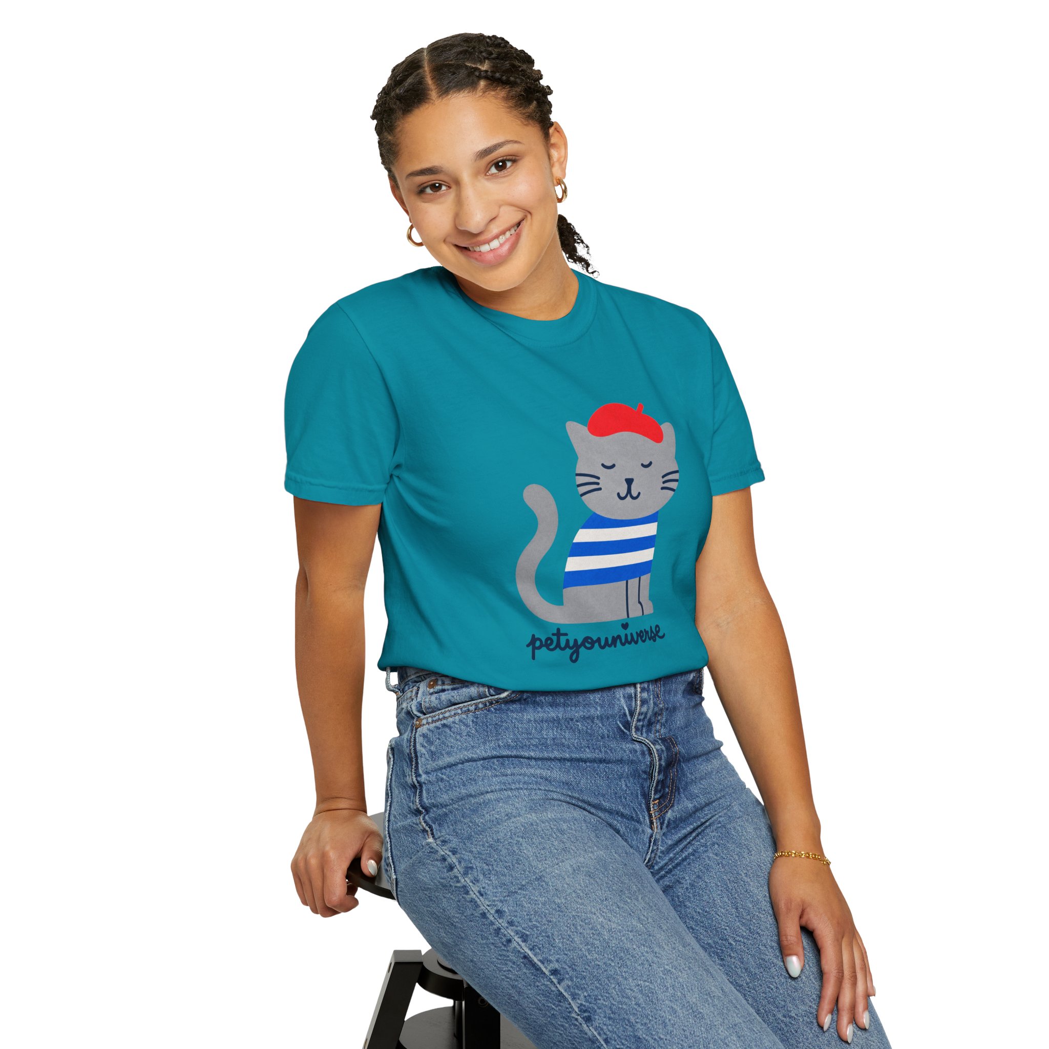 Cat Graphic T-Shirt — "petiyouniverse" Cute French Cat Tee - Image 78