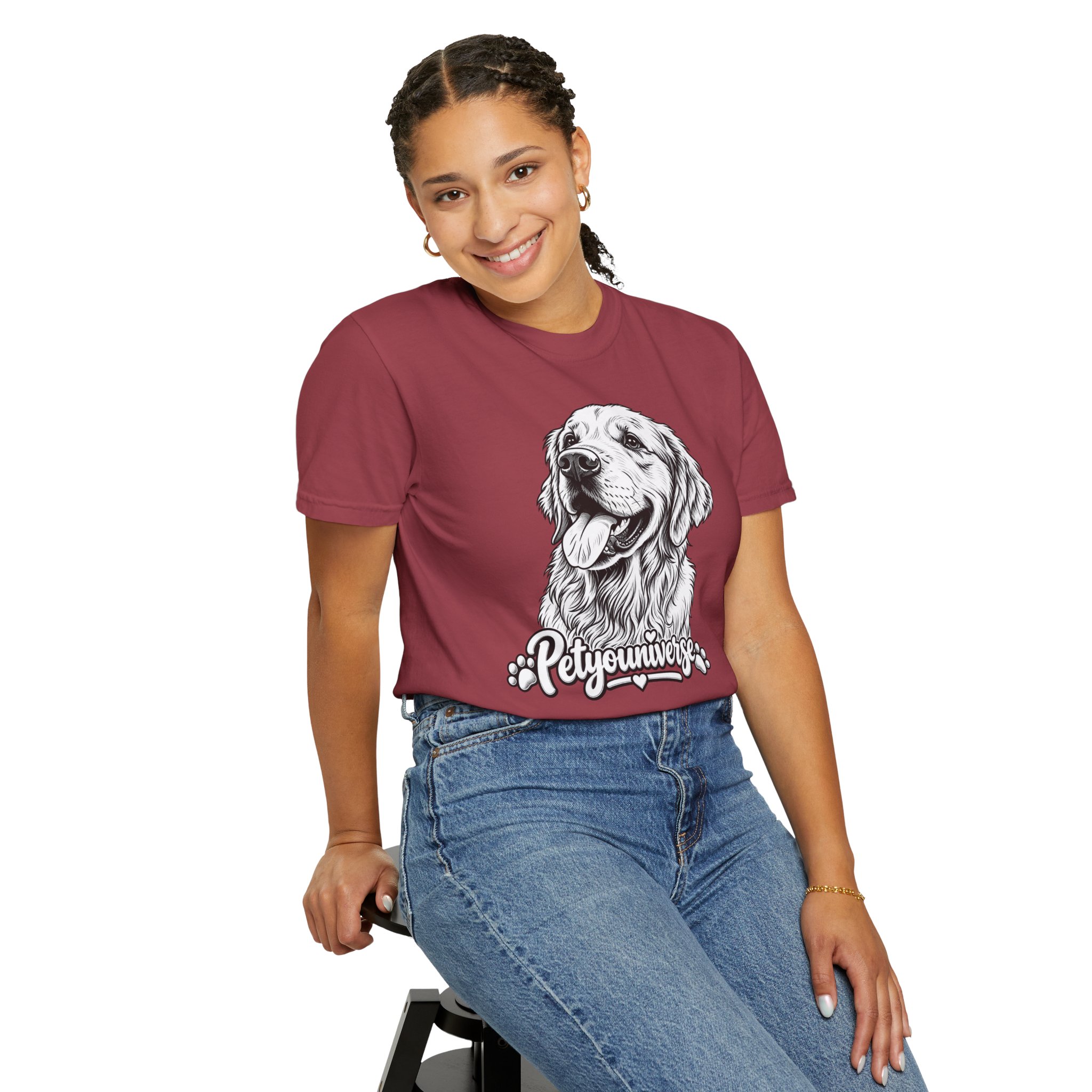 PetYoUniverse Golden Retriever Graphic T-Shirt — Cute Dog Portrait Tee - Image 114