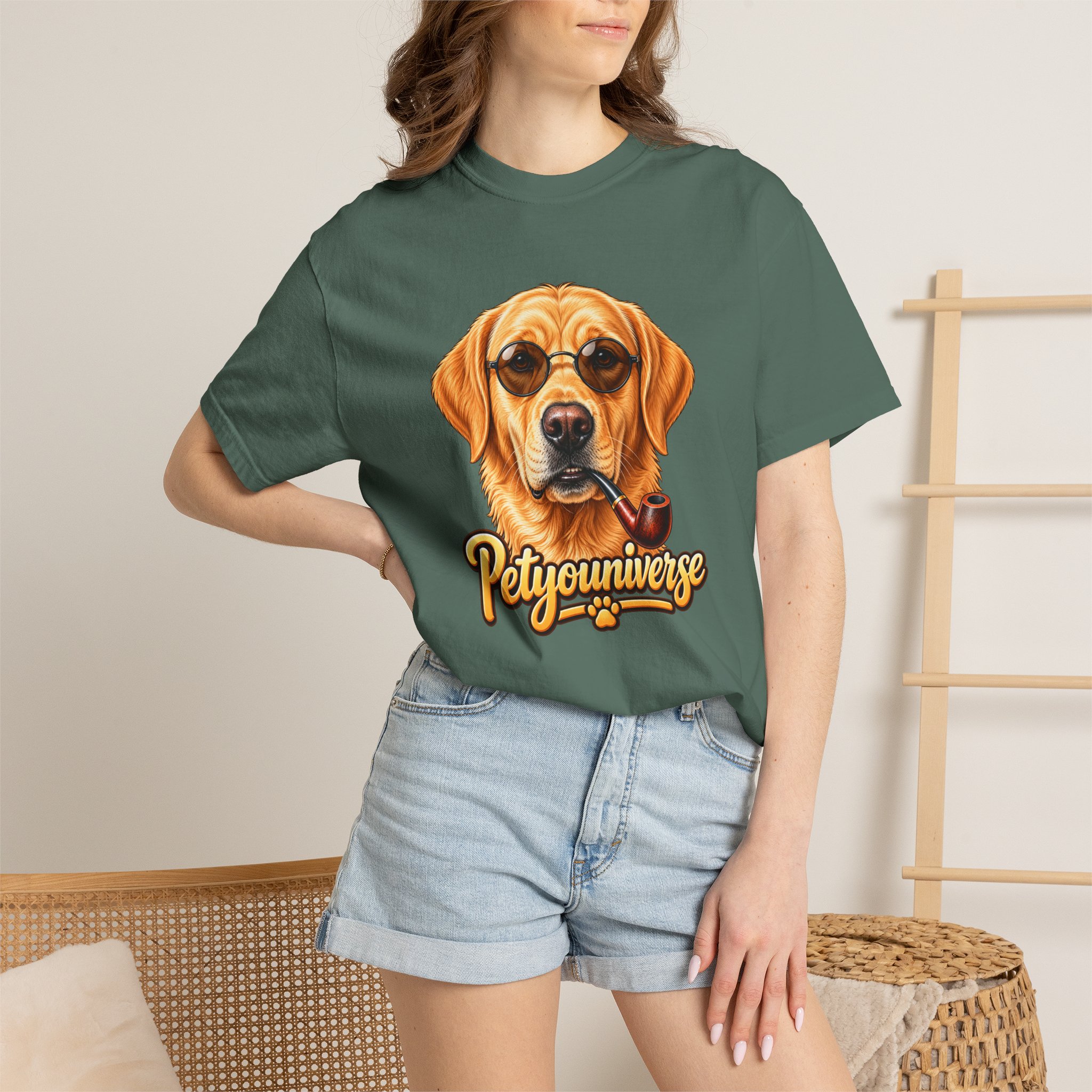 Dog Graphic T-Shirt — 'PetYoUniverse' Yellow Lab Portrait Tee - Image 83