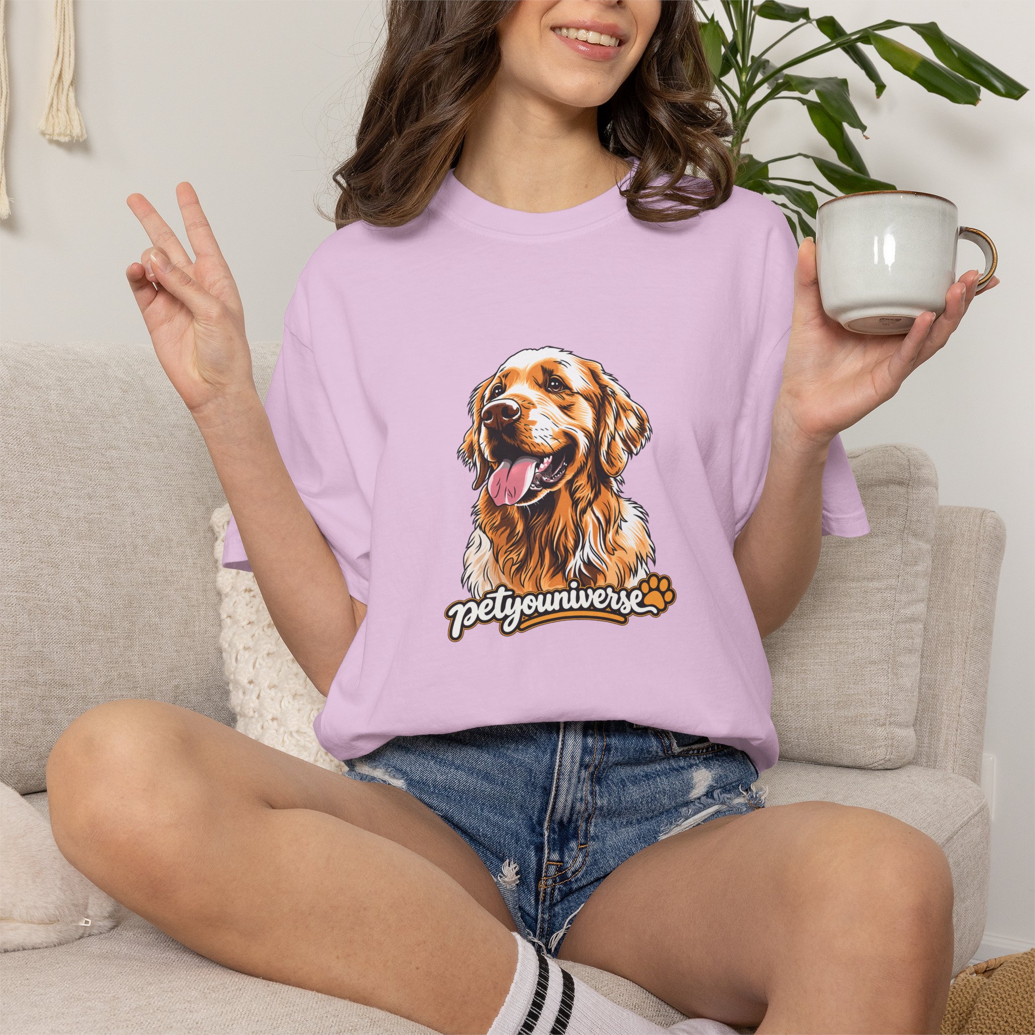 Dog Lover T-Shirt — Golden Retriever Portrait "PetYoUniverse" Graphic - Image 111