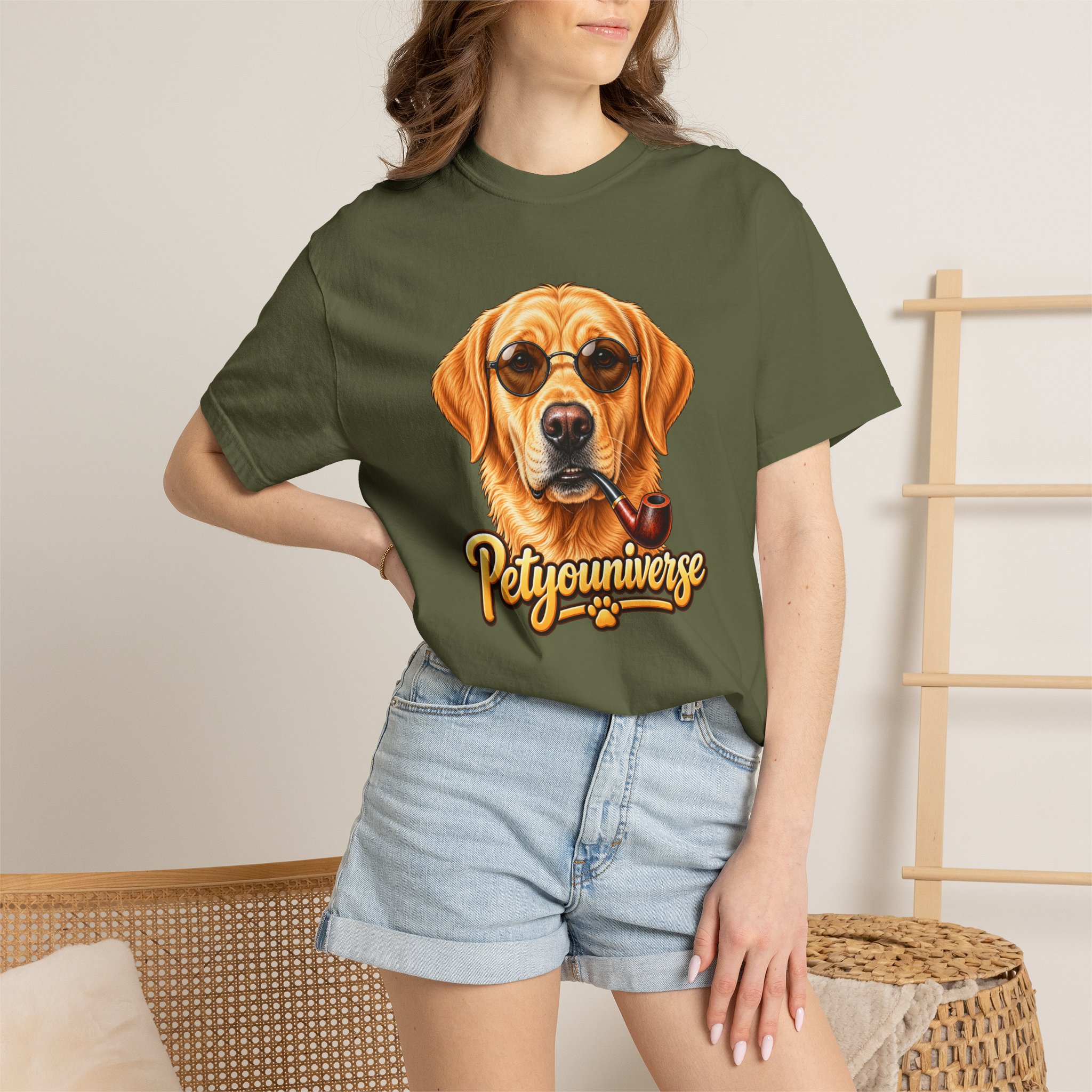 Dog Graphic T-Shirt — 'PetYoUniverse' Yellow Lab Portrait Tee - Image 65