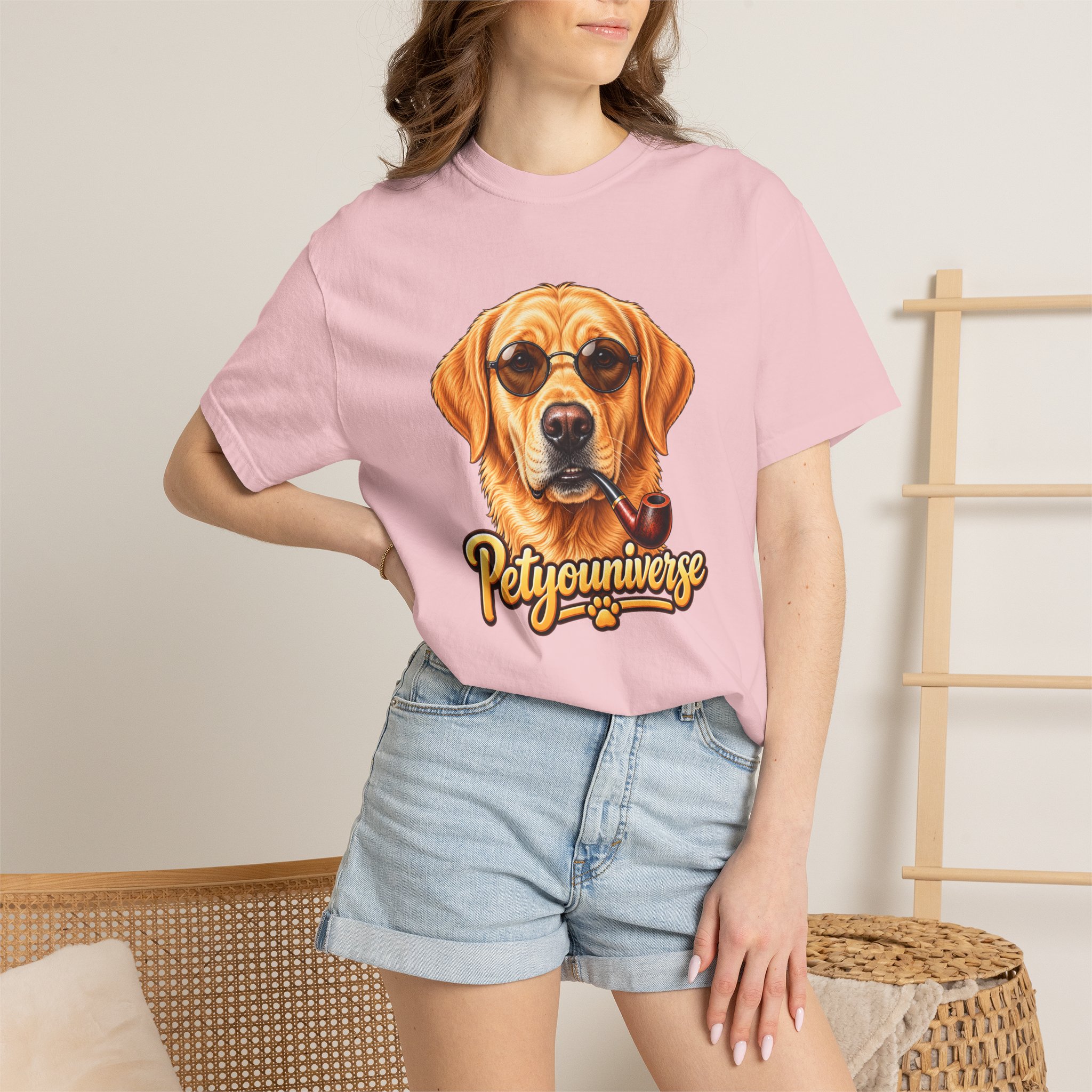 Dog Graphic T-Shirt — 'PetYoUniverse' Yellow Lab Portrait Tee - Image 119