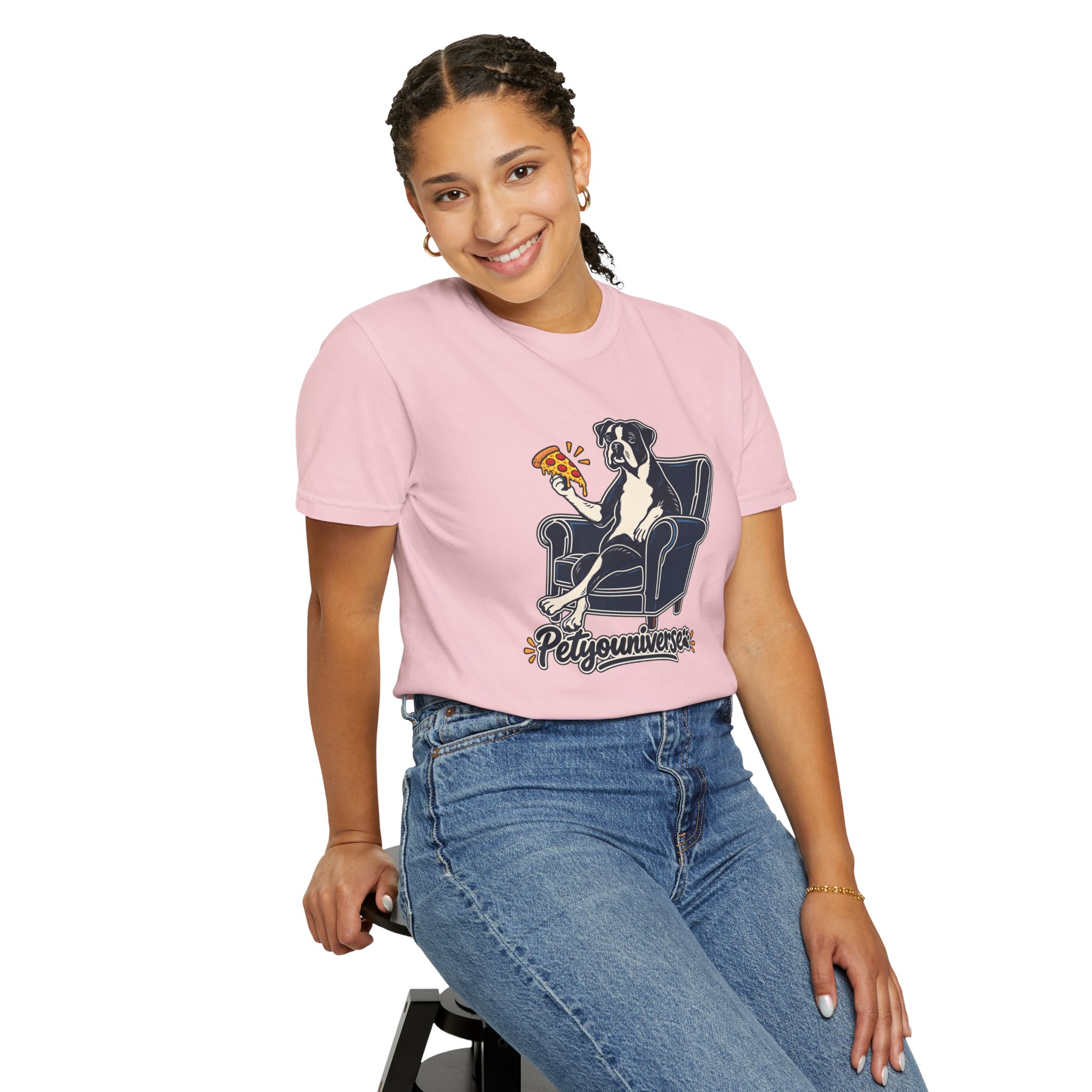 T-Shirt — PetYoUniverse Dog on Armchair with Pizza Graphic - Image 105