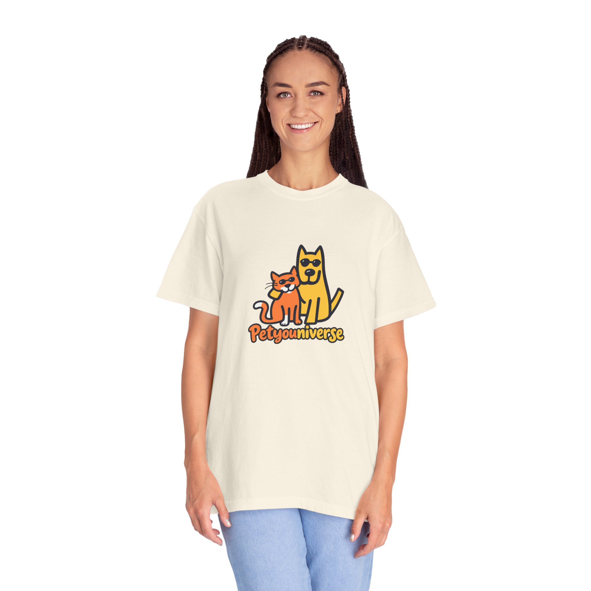 PetyoUniverse Cute Cat & Dog Graphic T-Shirt — Vintage Garment-Dyed Tee for Pet Lovers - Image 5