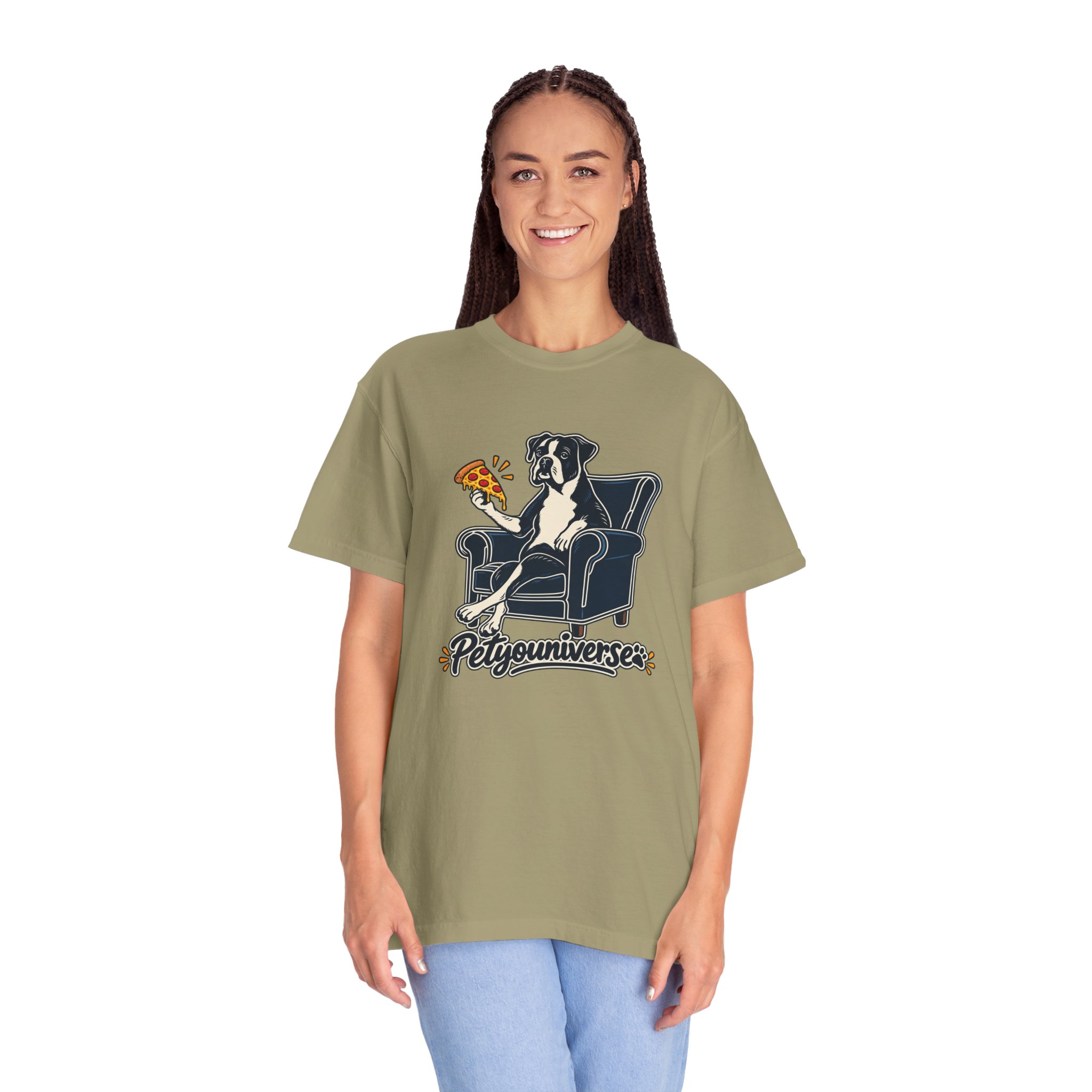 T-Shirt — PetYoUniverse Dog on Armchair with Pizza Graphic - Image 23